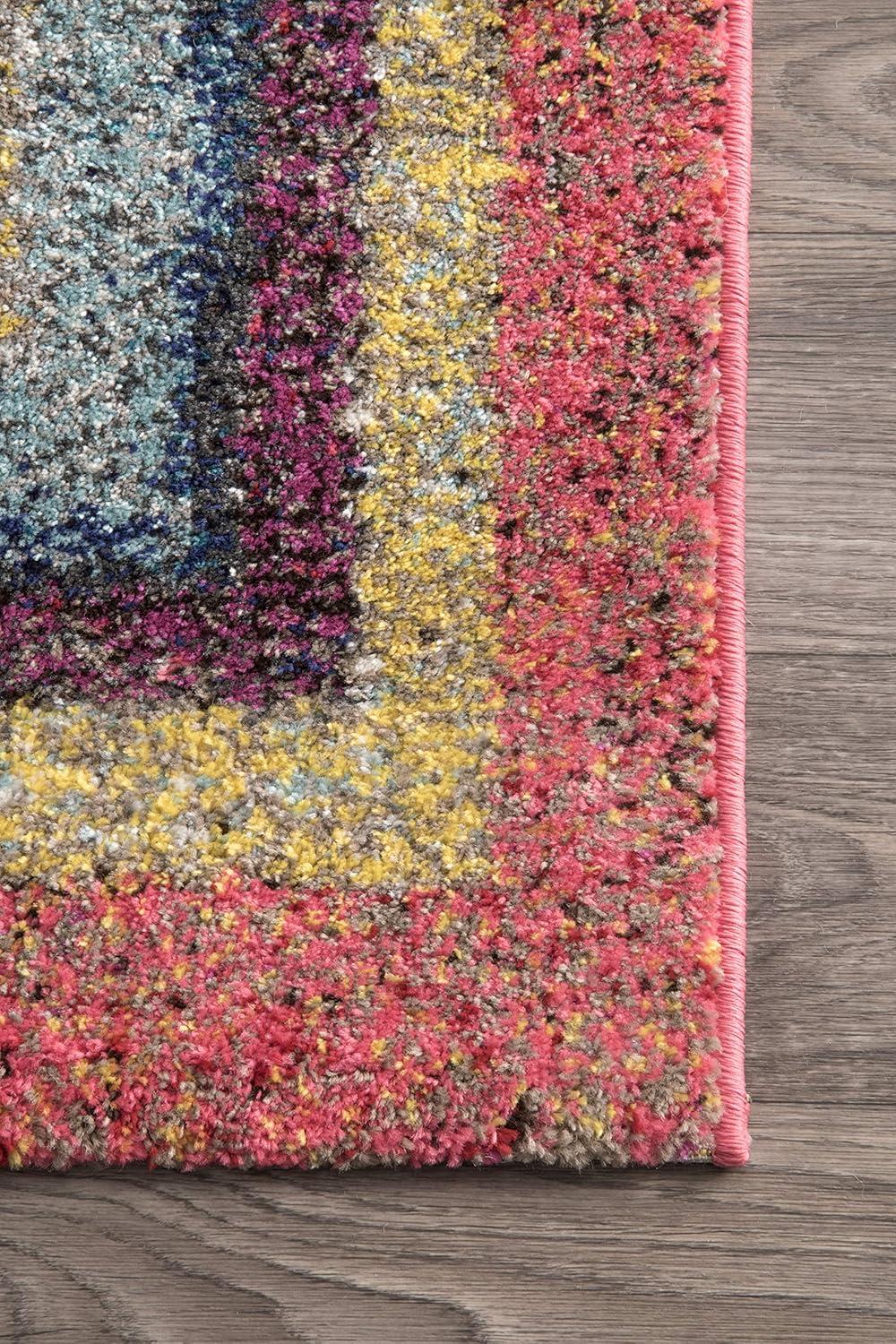 2'6"x10' Hargis Labyrinth Runner Rug Yellow - nuLOOM: Geometric Vintage Indoor Runner, Low Pile, Polypropylene