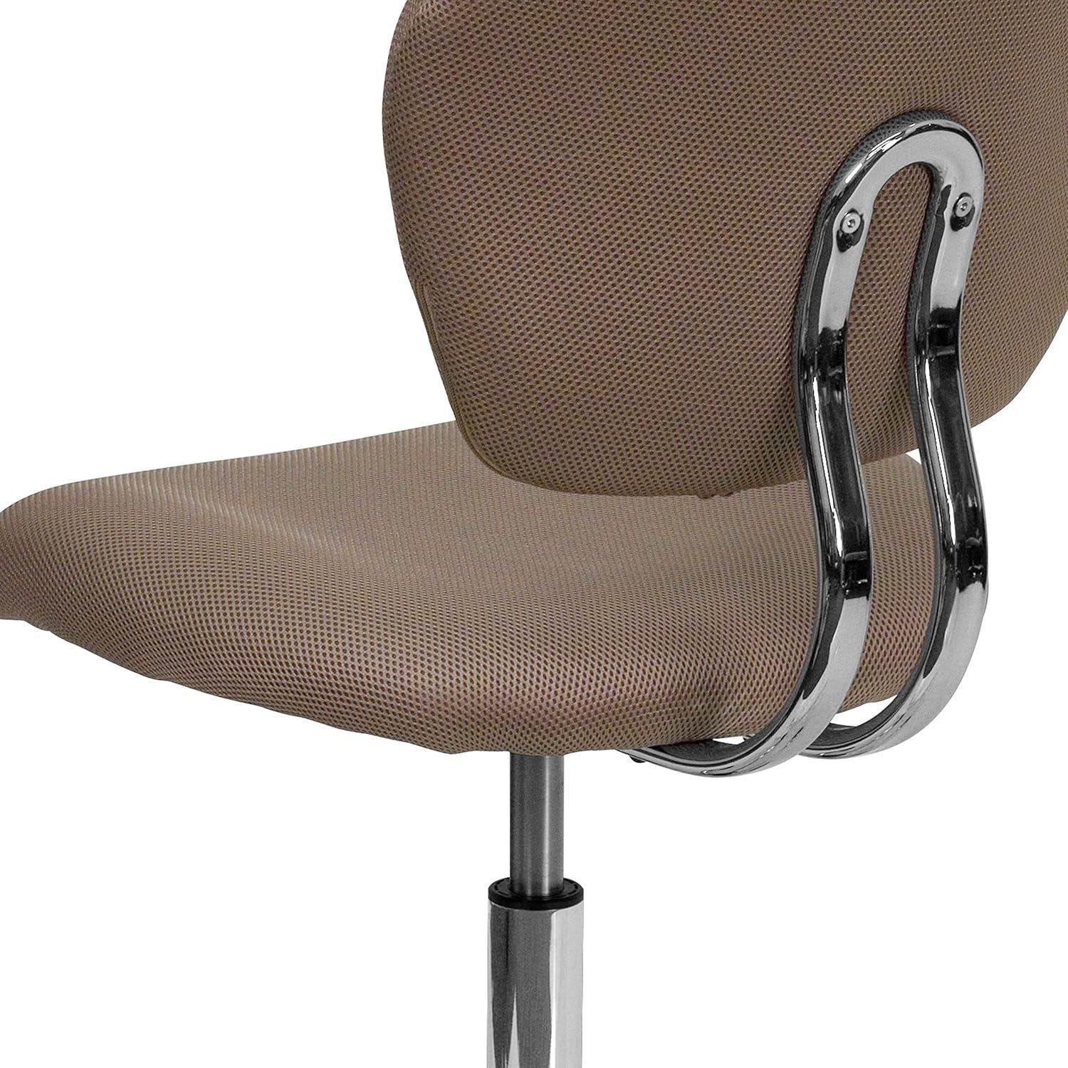 Mid-Back Coffee Brown Mesh Swivel Task Chair with Chrome Base