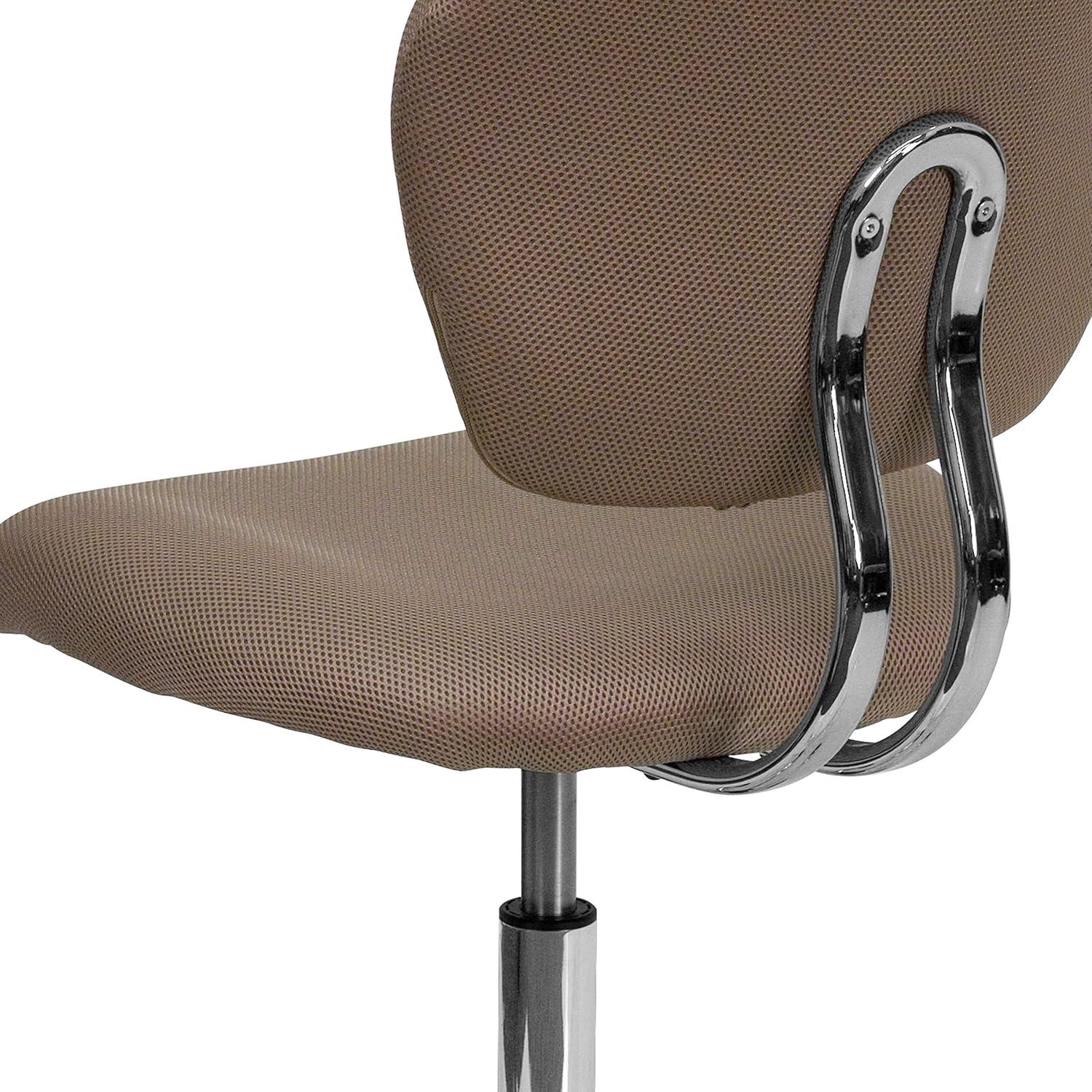 Flash Furniture Mid-Back Coffee Brown Mesh Padded Swivel Task Office Chair with Chrome Base