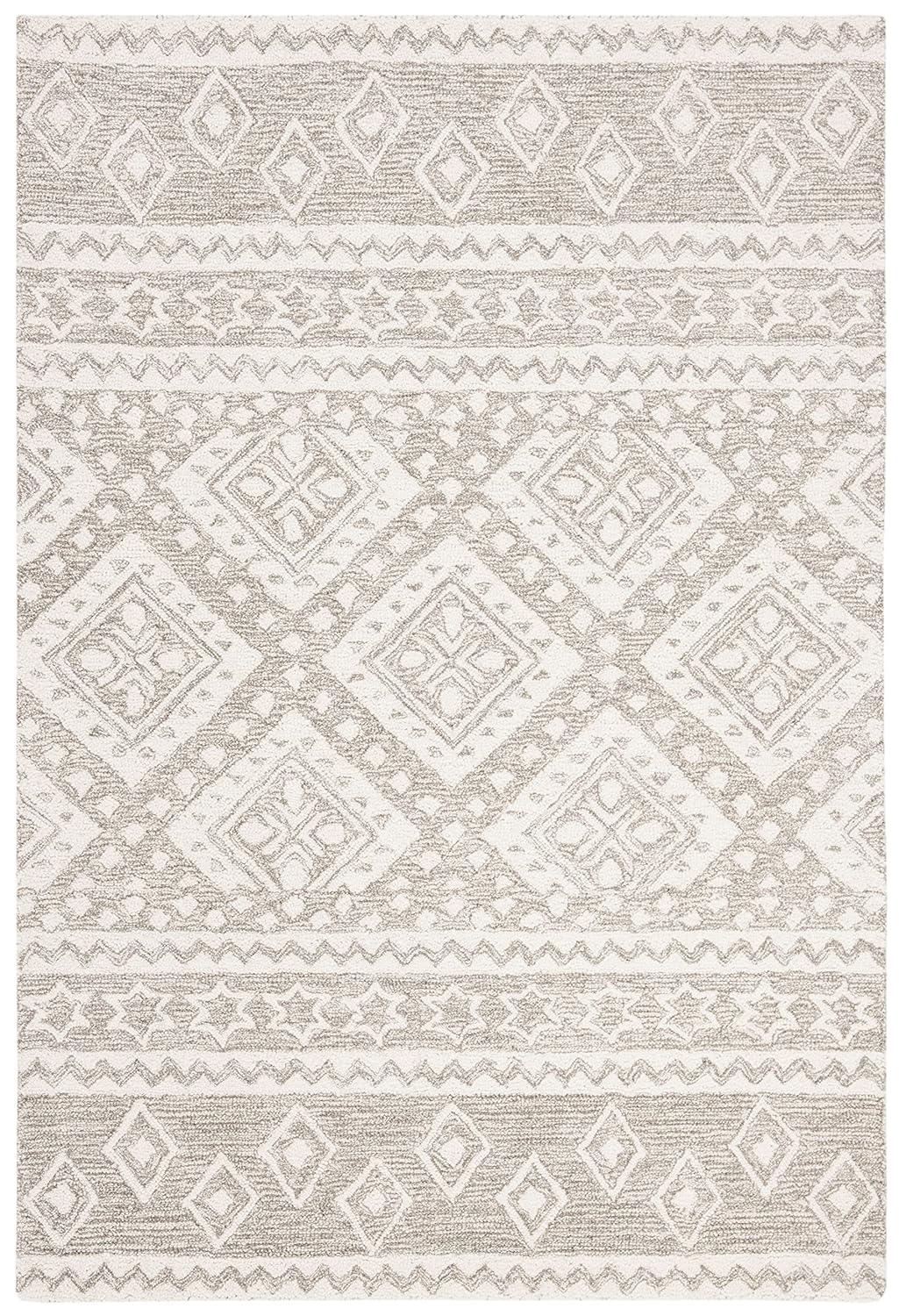 Micro-Loop MLP501 Hand Tufted Indoor Accent Rug - Dark Grey/Ivory - 3'x5' - Safavieh