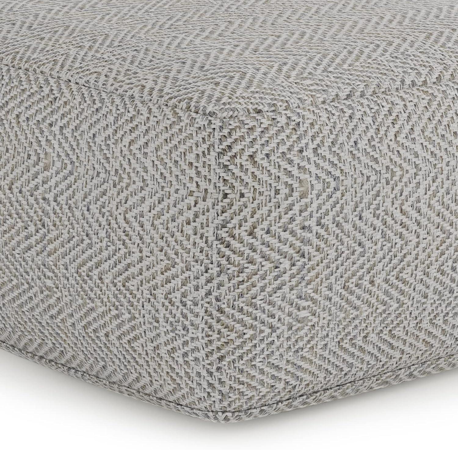 Gray Melange Cotton Blend Square Pouf