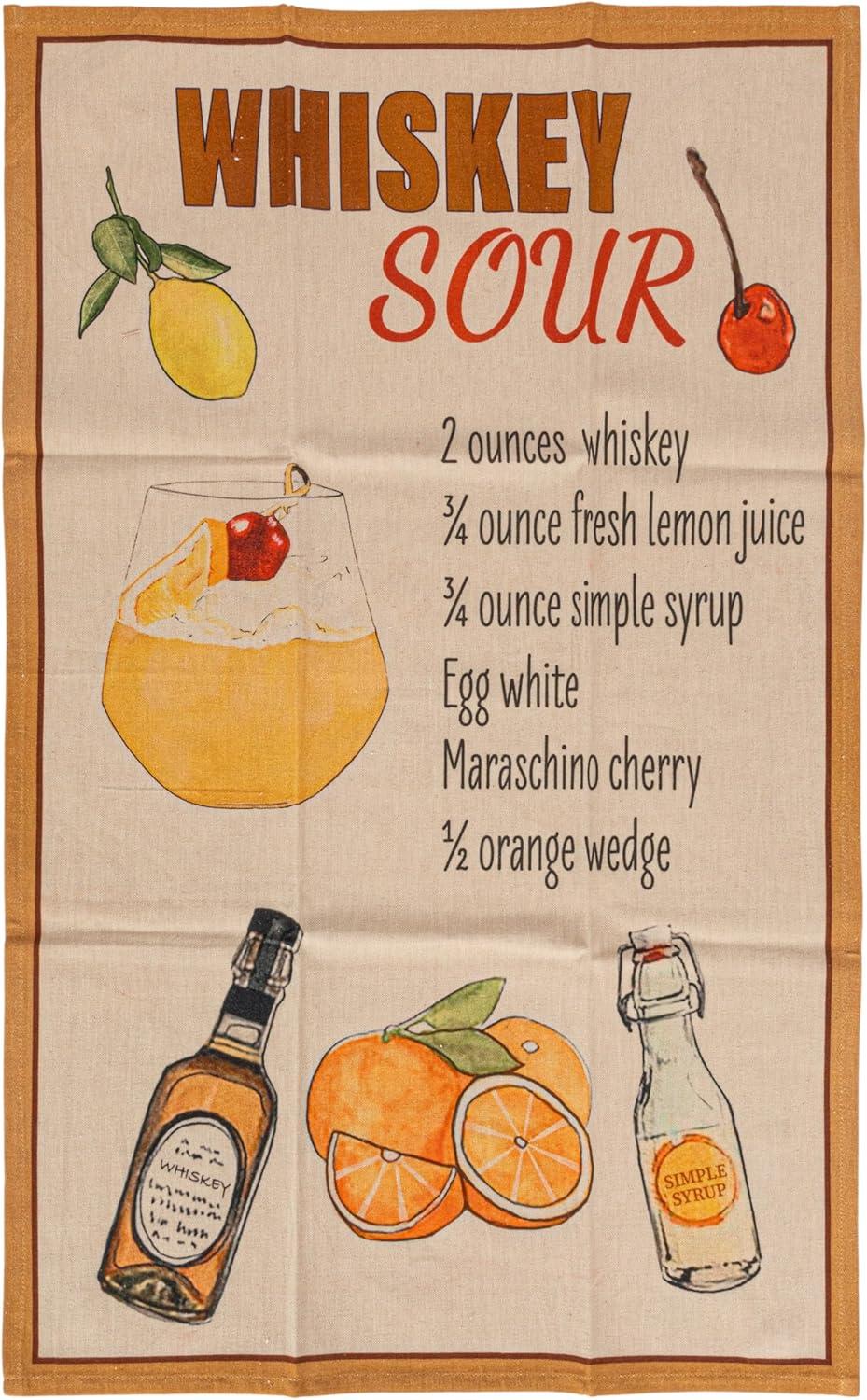Creative Co-Op Cotton Printed Tea Towel with Cocktail Recipe Prints, Multicolor, Set of 8