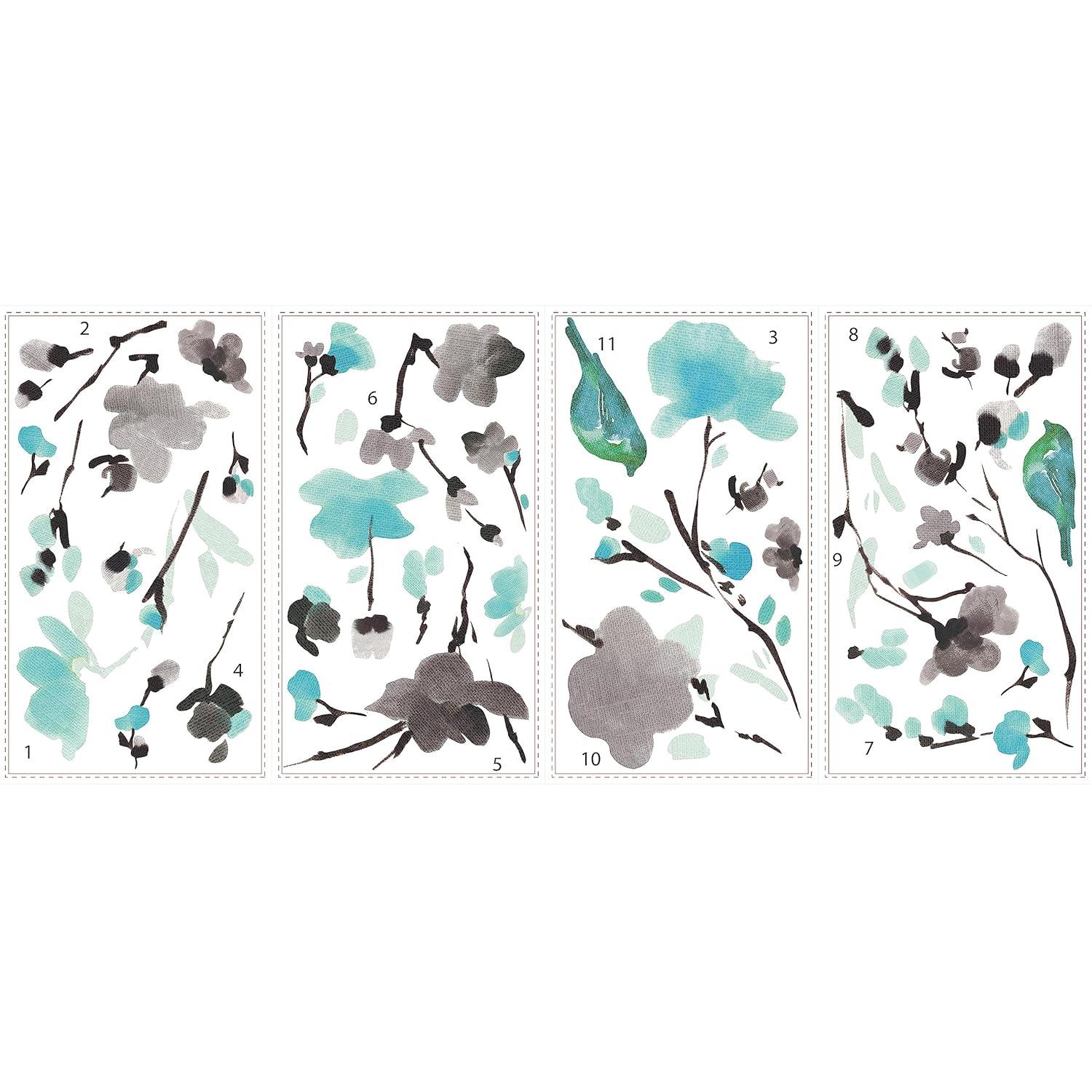 Blossom Watercolor Bird Branch Wall Decals