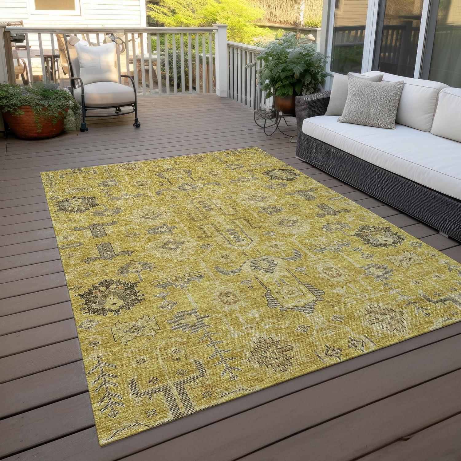 Addison Rugs Chantille ACN697GO 2 x 3 (ft) Polyester Gold Rectangular Indoor/Outdoor Geometric Machine washable Area rug