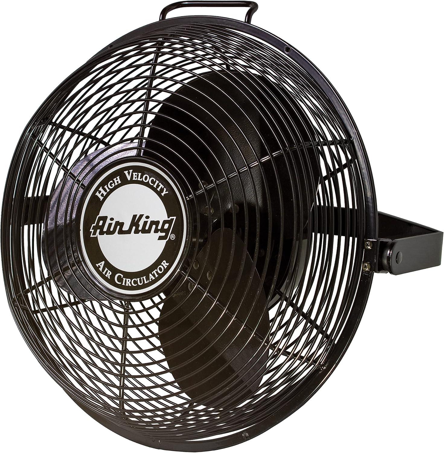 Air King 14 Inch 1/20 Horsepower 3-Speed Indoor Industrial and Commercial Enclosed Pivoting Warehouse Garage Steel Multi-Mount Fan, Black