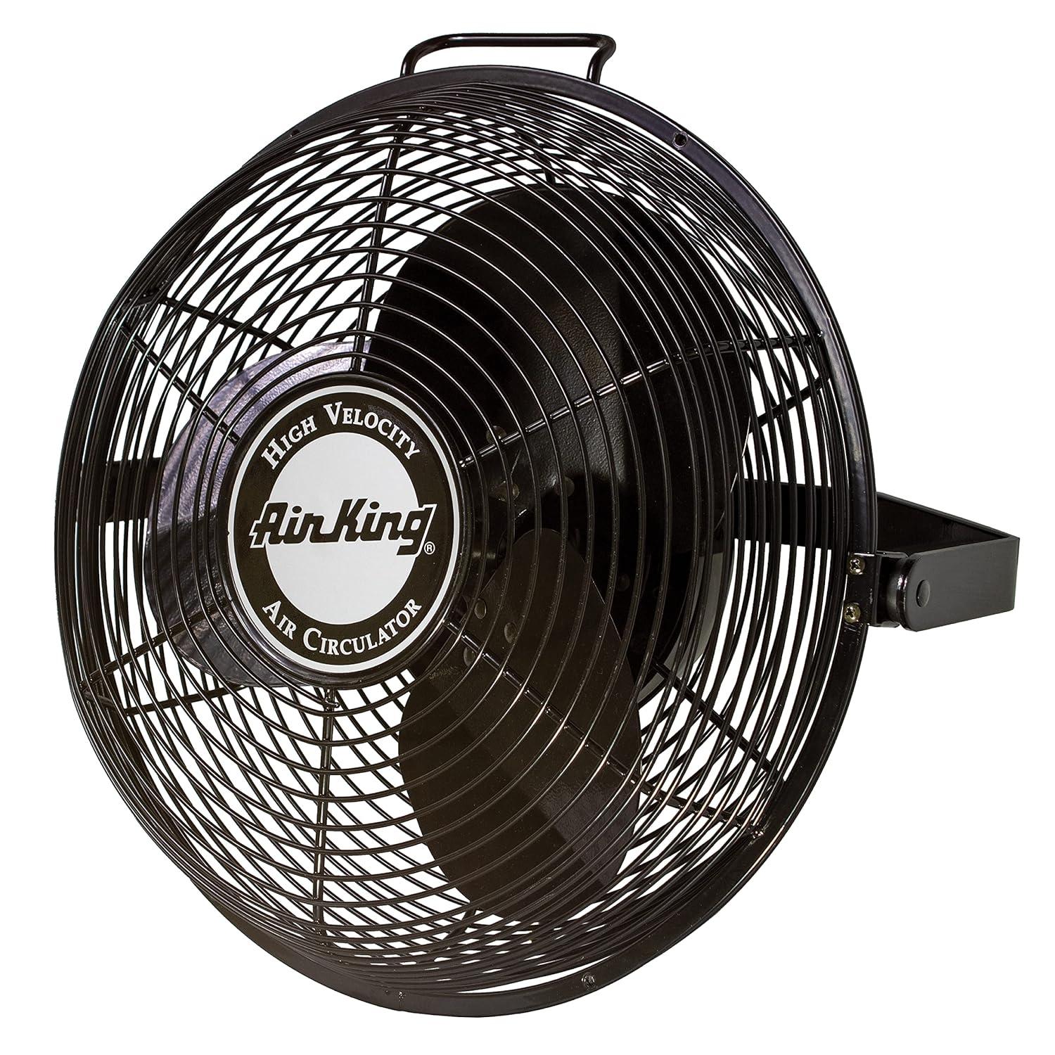Air King 14 Inch 1/20 Horsepower 3-Speed Indoor Industrial and Commercial Enclosed Pivoting Warehouse Garage Steel Multi-Mount Fan, Black