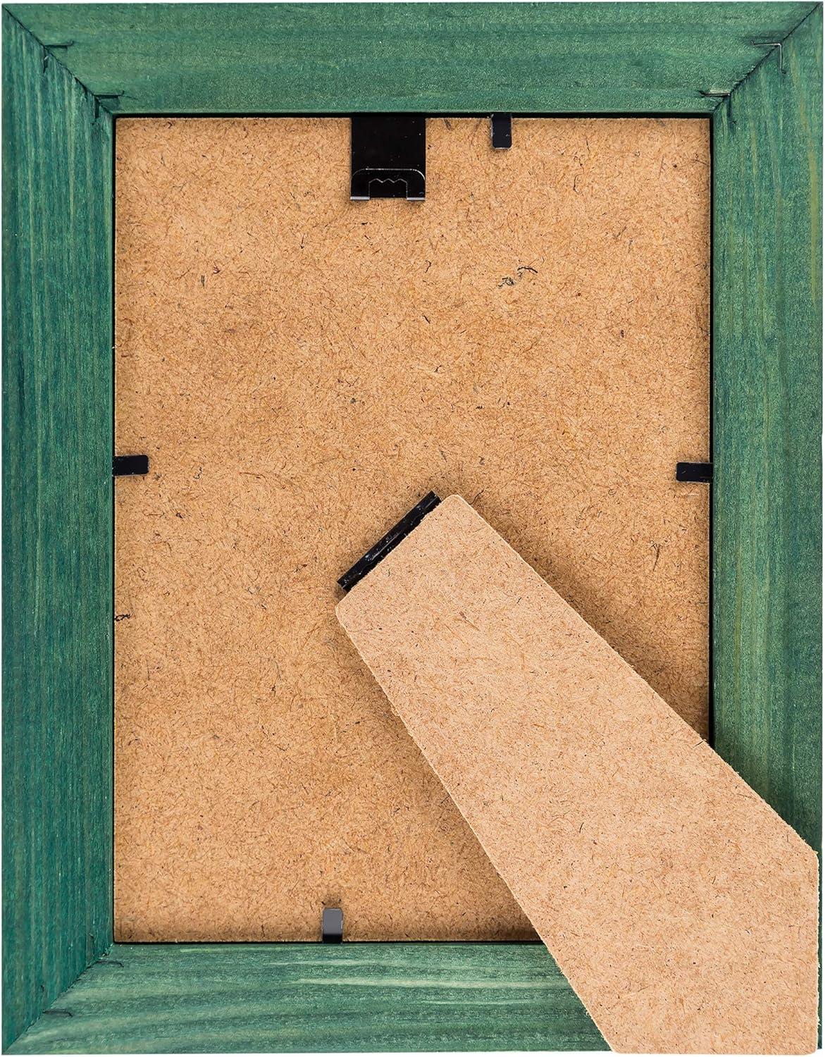 Rustic Wooden Picture Frames 8x10 - Green - Set of 2 - Natural Eco Solid Wood and High Definition Real Glass for Wall Hanging and Tabletop Photo Frame