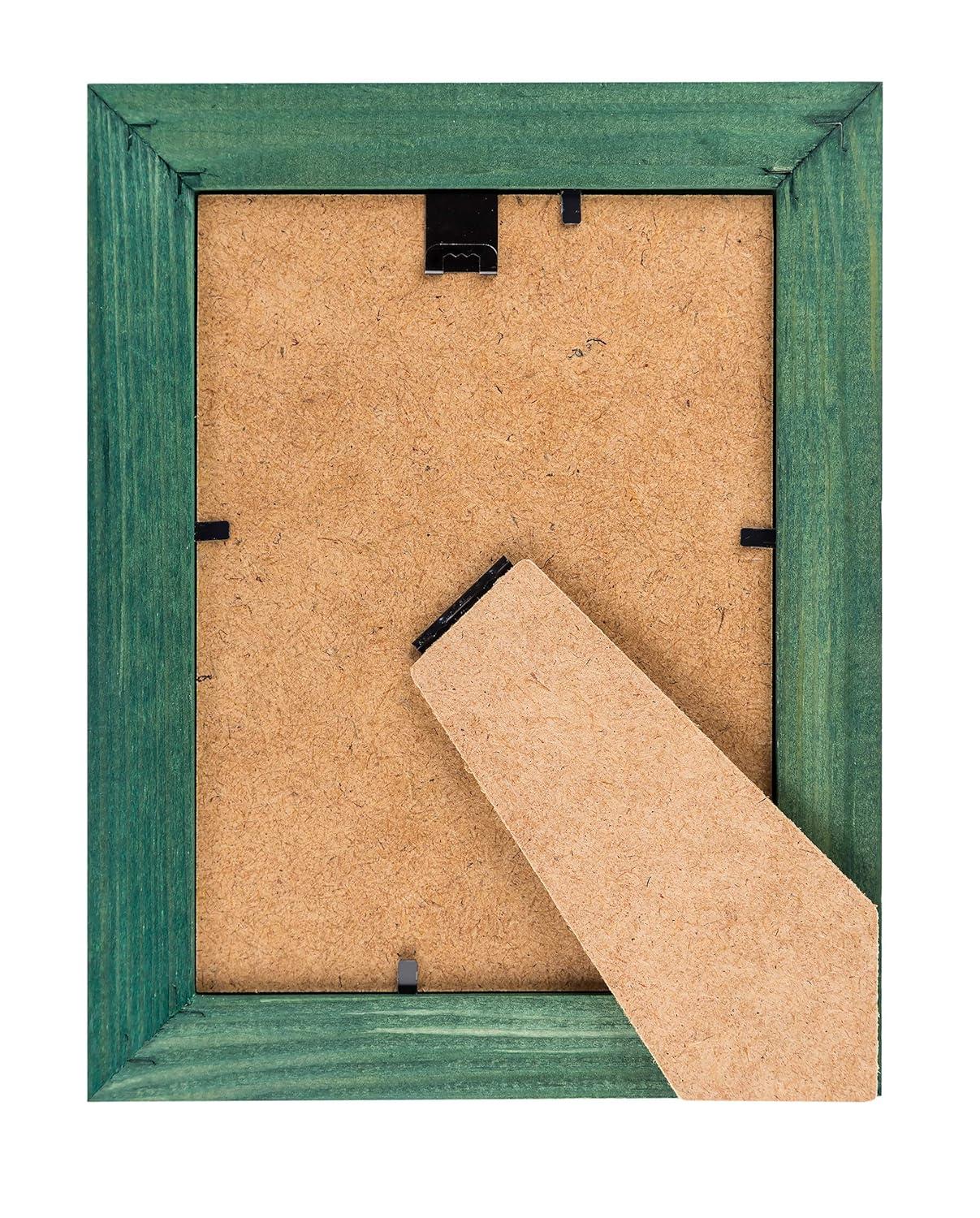 Rustic Wooden Picture Frames 8x10 - Green - Set of 2 - Natural Eco Solid Wood and High Definition Real Glass for Wall Hanging and Tabletop Photo Frame