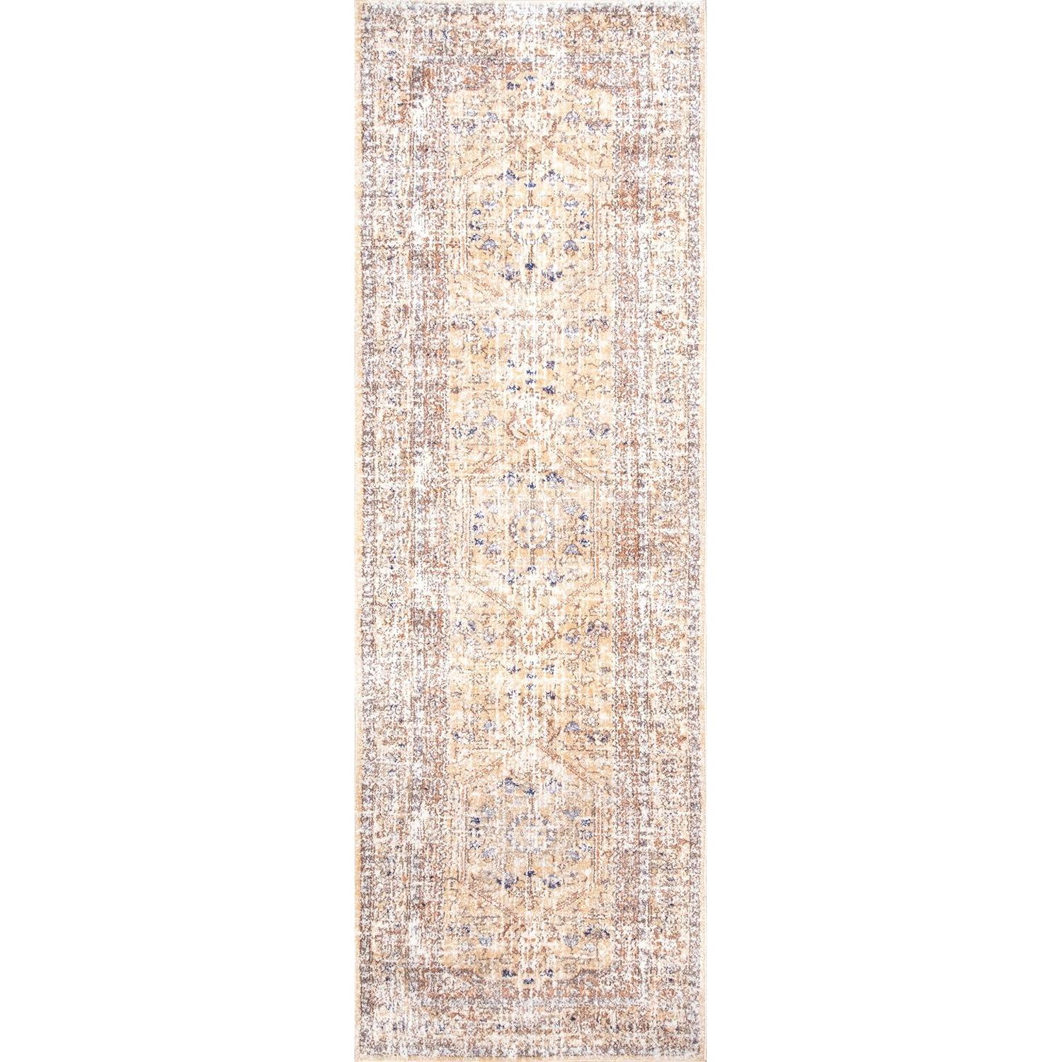 Nuloom Jacquie Oriental/Persian 2x8 Runner Indoor Area Rug for Living Room Bedroom Dining Room Entryway Hallway Kitchen, Gold/Ivory