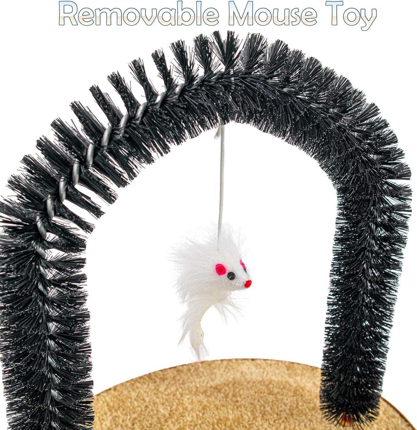 Perfect Cat Self Grooming Arch Post & Toy with Bristle and Catnip For Scratching, Brushing, and Massaging - Cat Grooming Arch - 5 Star Super Deals