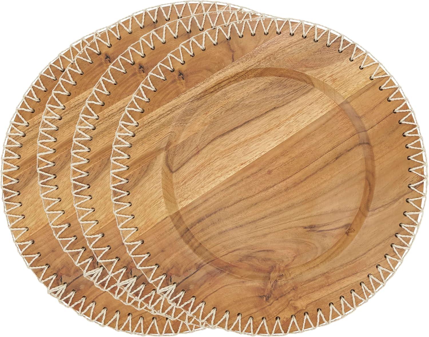 Sousplat Collection Acacia Wood - Jute No Pattern Charger (Set of 4)