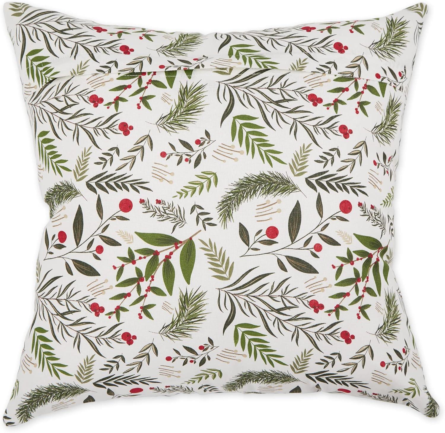 Holiday Sprig & Plaid Cotton Euro Pillow Cover Set