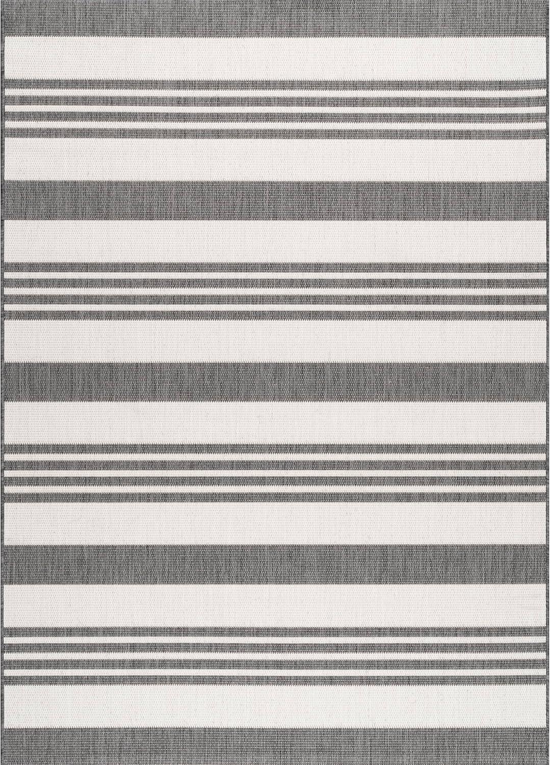 Beige and Brown 6' x 9' Stripe Synthetic Area Rug