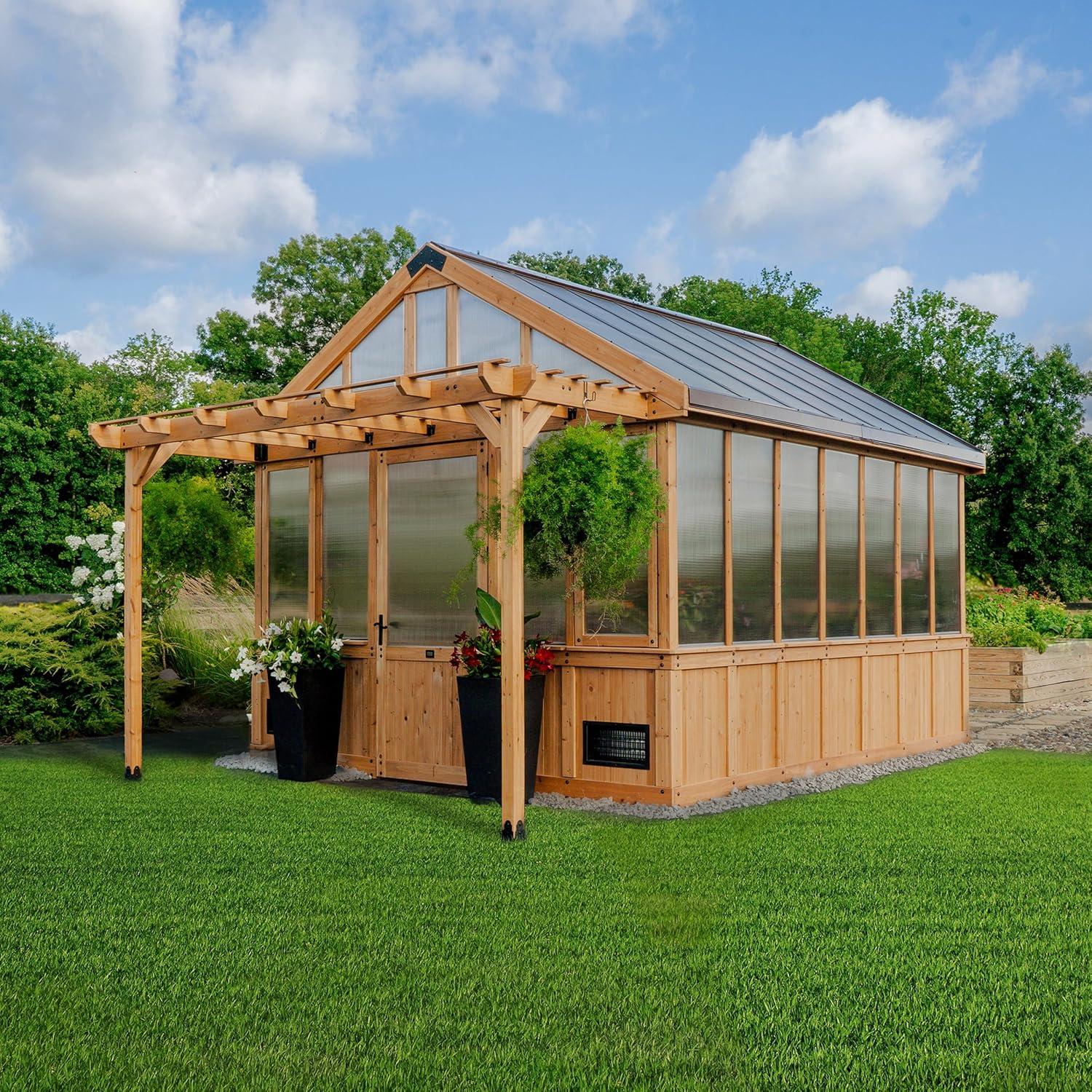 Bellerose XL 13 ft. x 11 ft. Cedar Wood and Polycarbonate Greenhouse