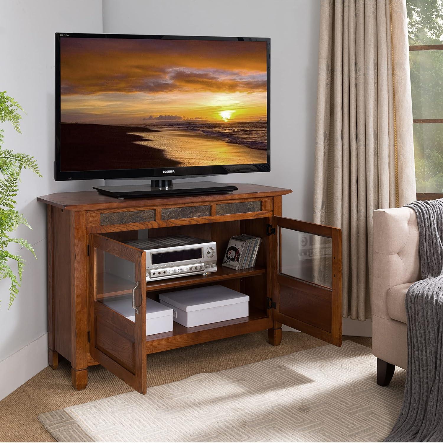 Design House Rustic Oak TV Stand in Distressed Rustic Autumn, 46-Inch