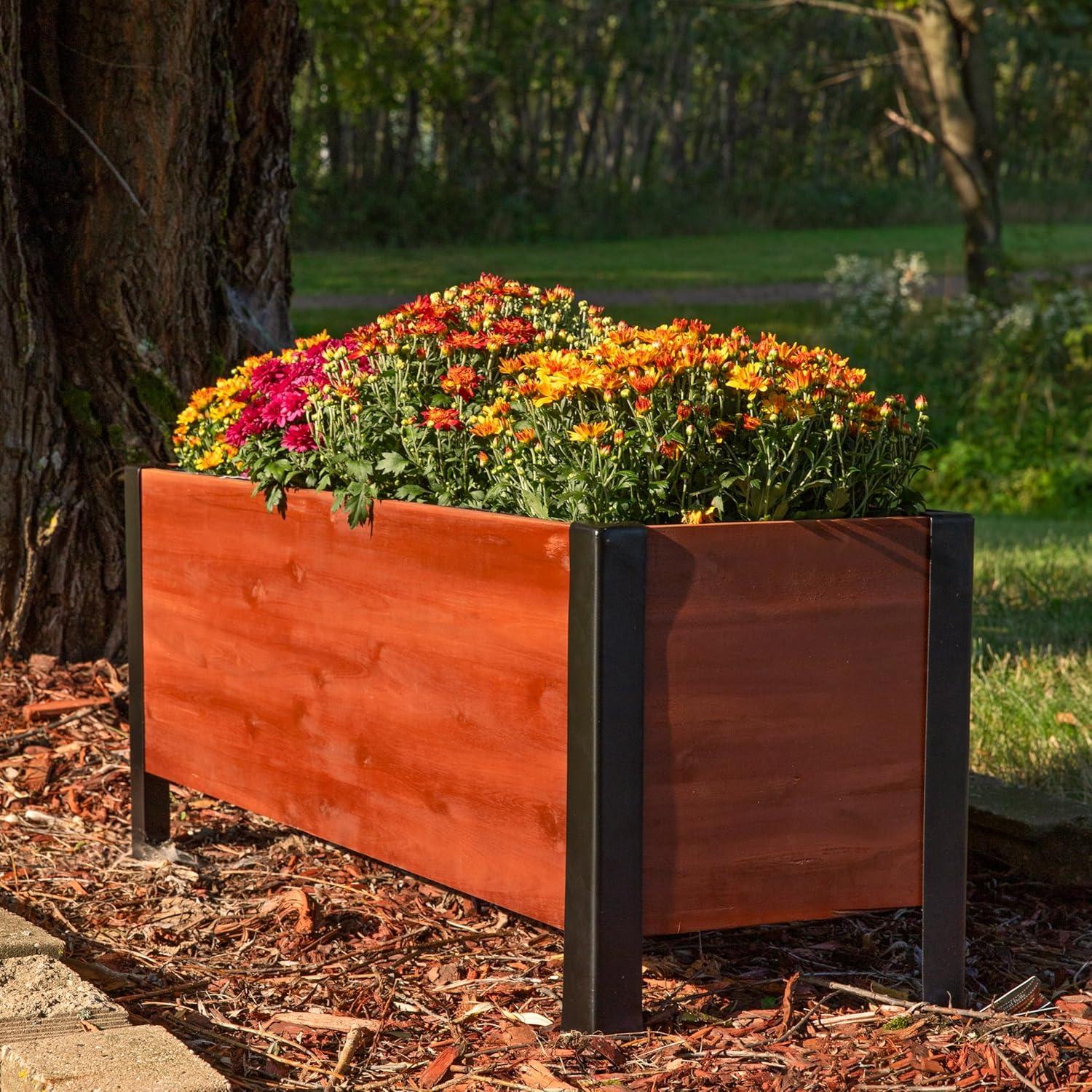 Roxey Acacia Wood Rectangular Raised Garden Bed Planter Box - 37" x 13" x 14.75"