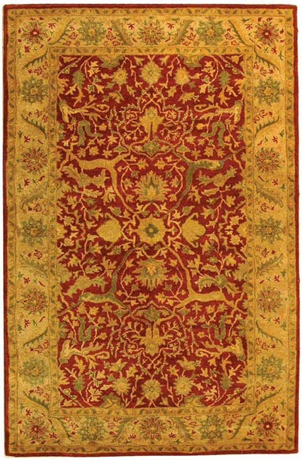 SAFAVIEH Antiquity Toireasa Traditional Floral Wool Area Rug, Rust, 5' x 8'