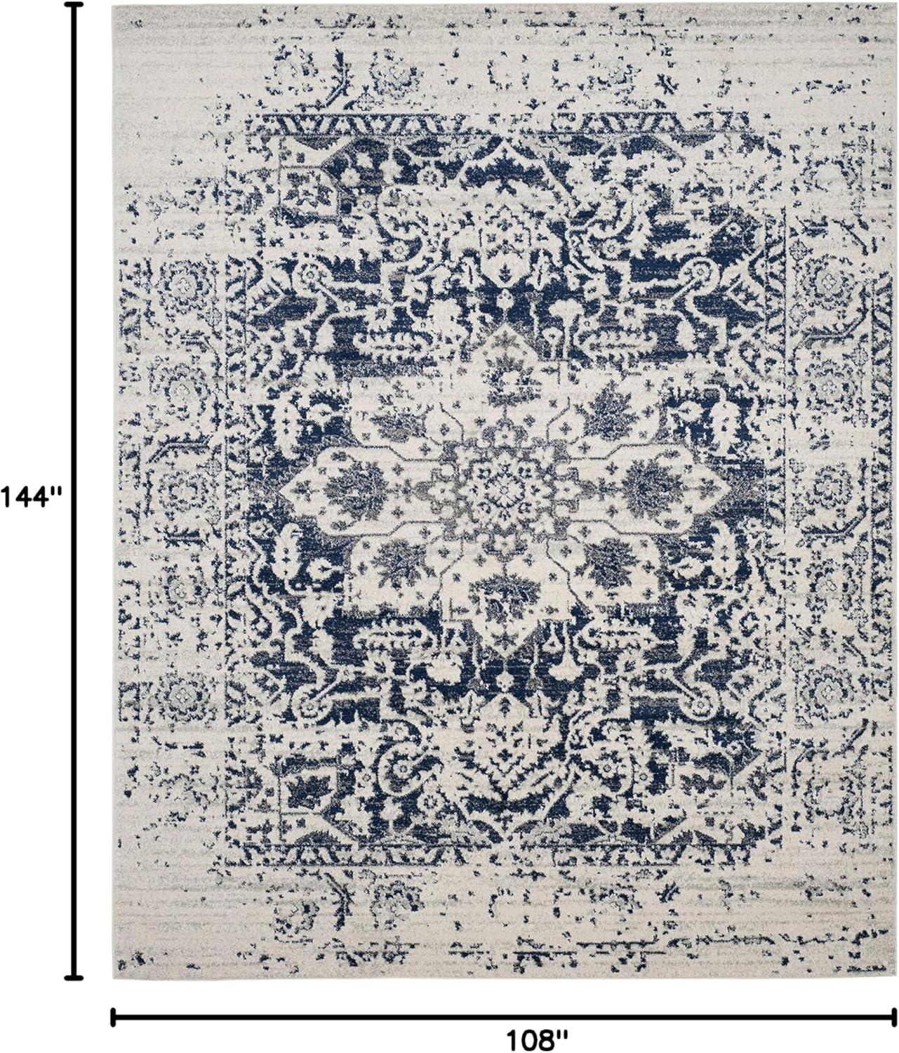 Madison Cream and Navy 9' x 12' Medallion Area Rug