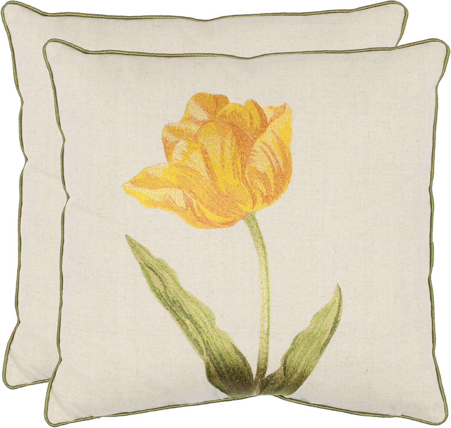 Golden Honey Embroidered Square Accent Pillow Set