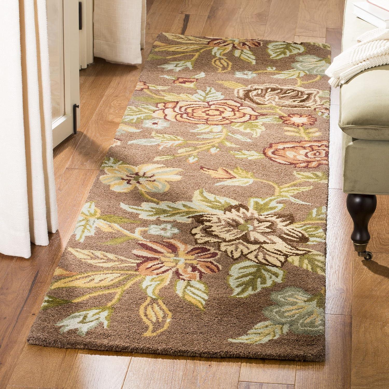 Blossom BLM920 Hand Hooked Runner Rug - Brown/Multi - 2'3"x6' - Safavieh.
