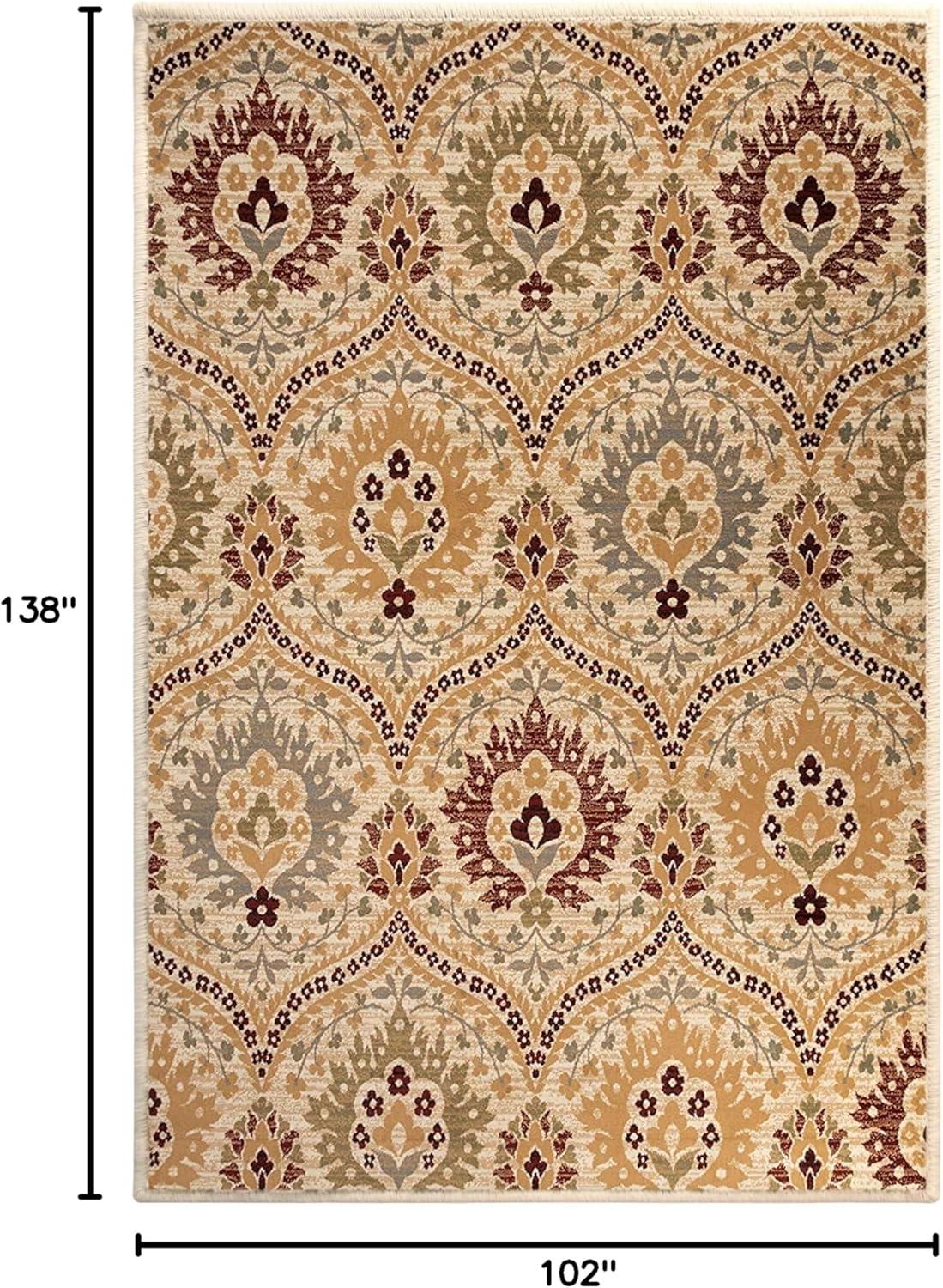 Camel Floral Damask Polypropylene Area Rug, 8' 6" x 11' 6"