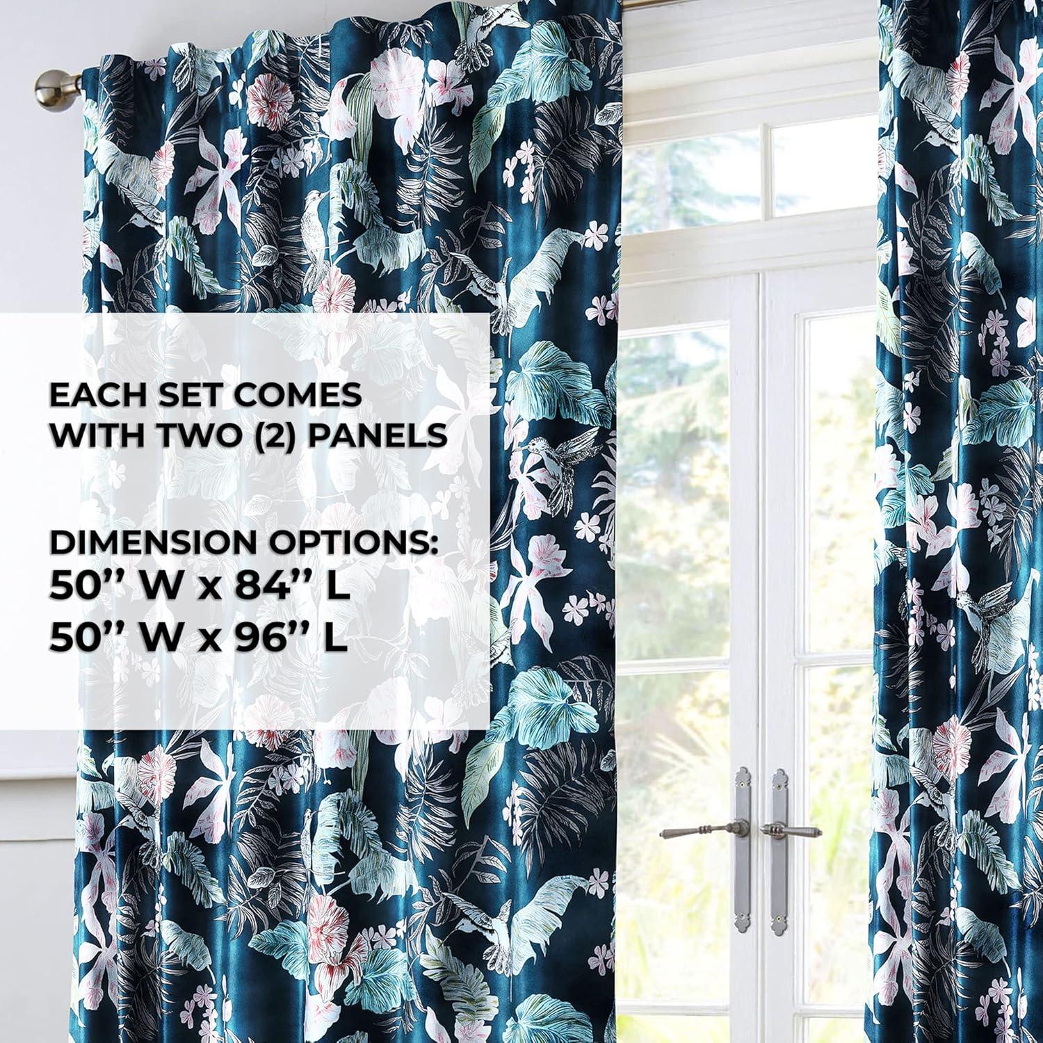 Tribeca Living Luxury Printed Velvet Room Darkening Window Curtains - 50 x 96-Inch, Pariza, 2 Panels (Rod Pocket/Back Tab) (PARIZACUR96)