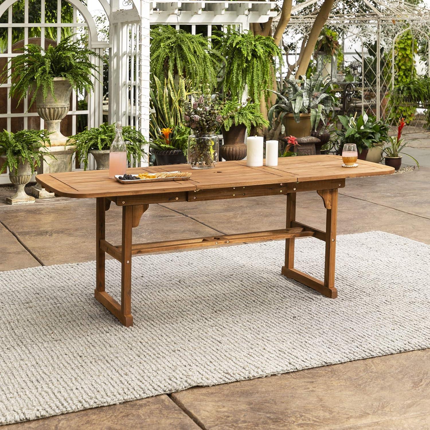 Acacia Wood Patio Extendable Dining Table, Brown