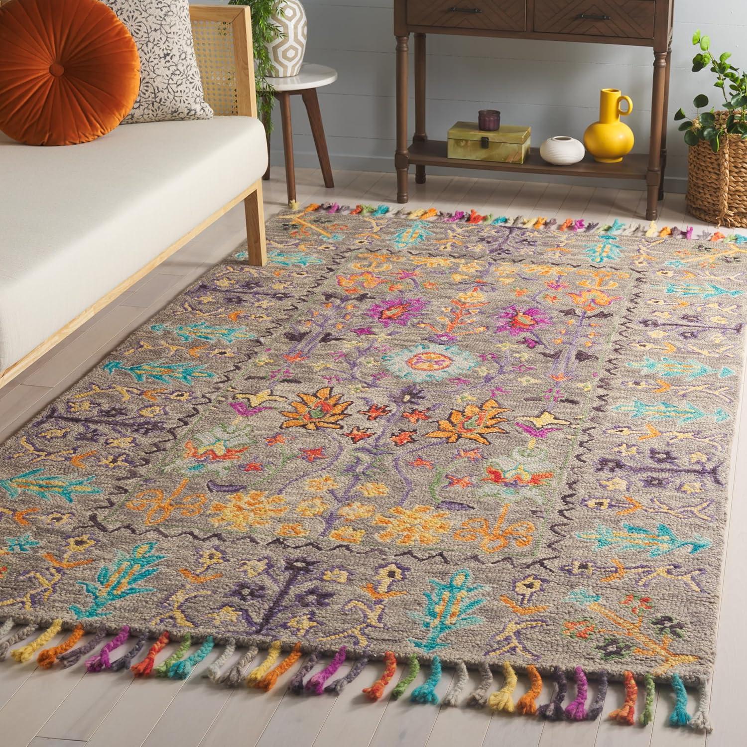 Blossom BLM453 Hand Tufted Indoor Area Rug - Grey/Multi - 5'x8' - Safavieh
