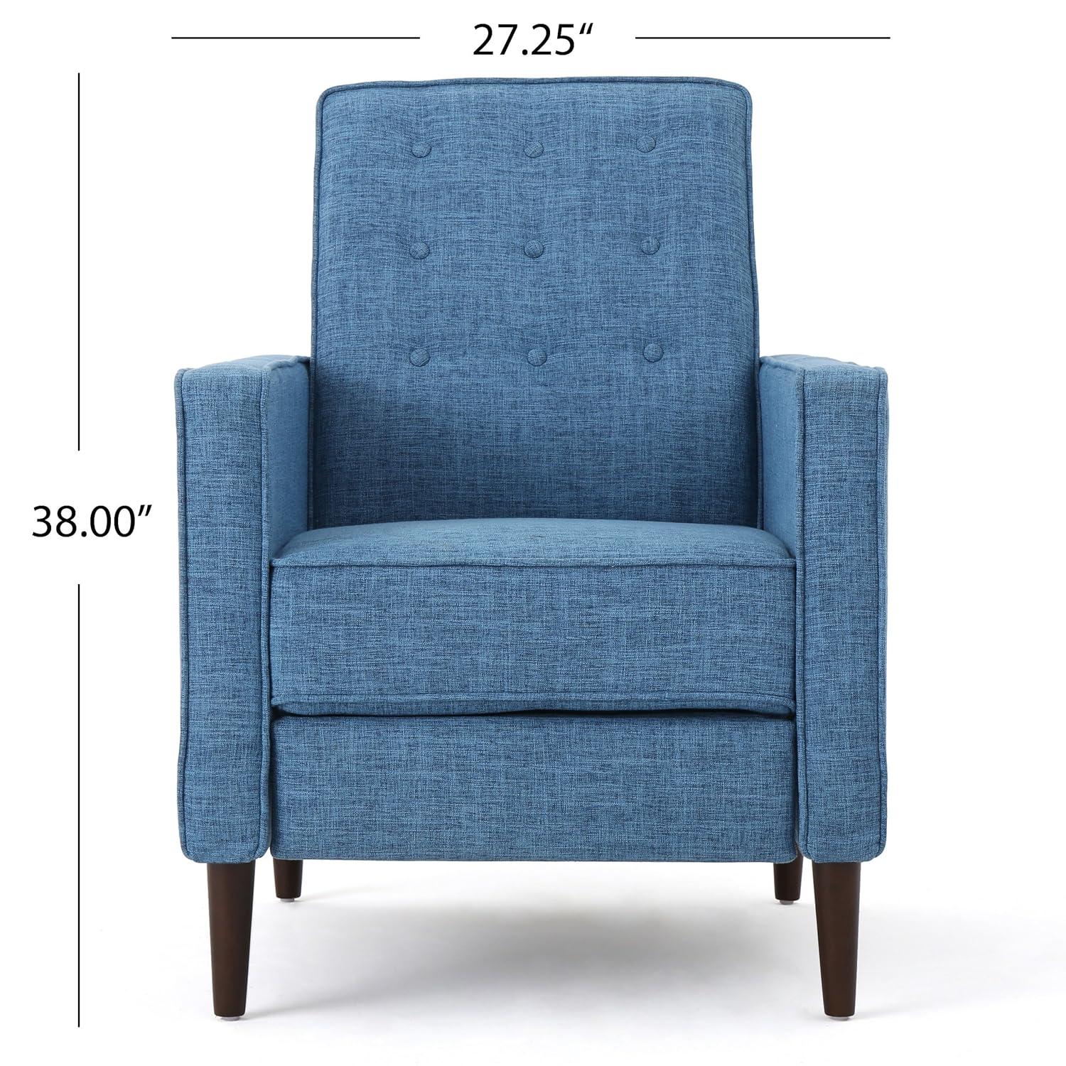 GDFStudio Mason Mid Century Modern Tufted Pushback Recliners (Set of 2), Muted Blue/Fabric