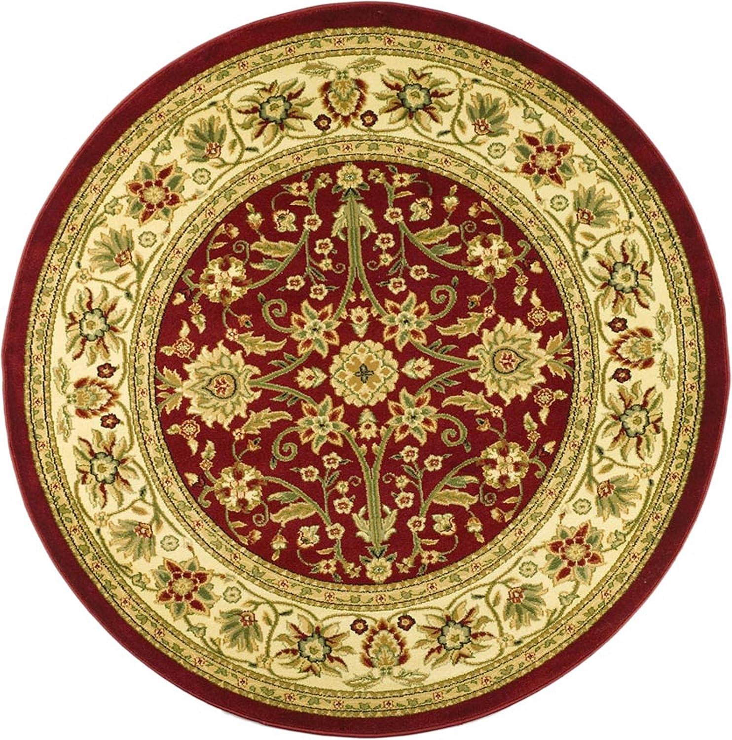 SAFAVIEH Lyndhurst Victoria Traditional Floral Area Rug, Red/Ivory, 8' x 8' Round