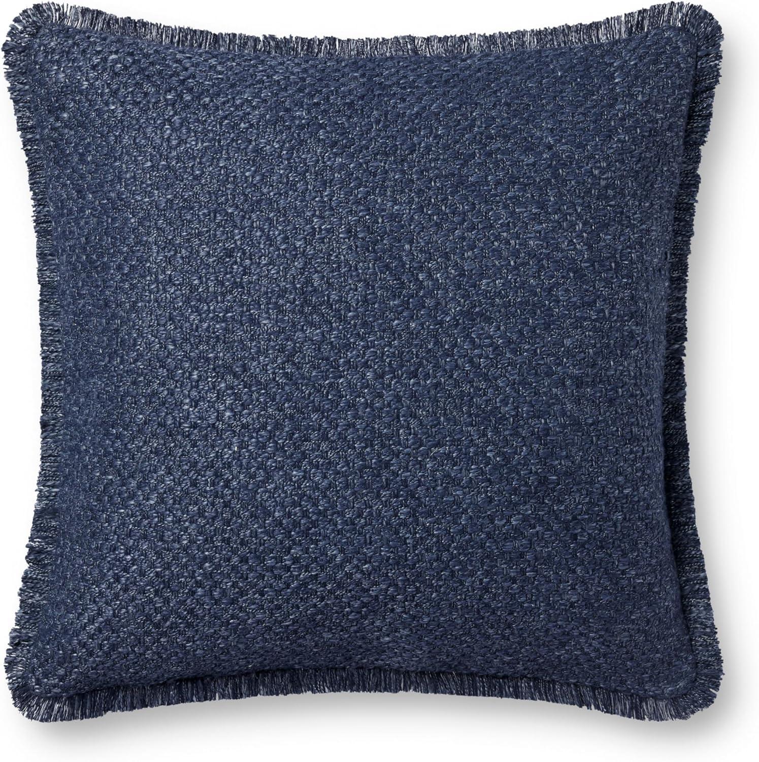 Navy Textured Cotton Blend 22'' x 22'' Pillow Cover