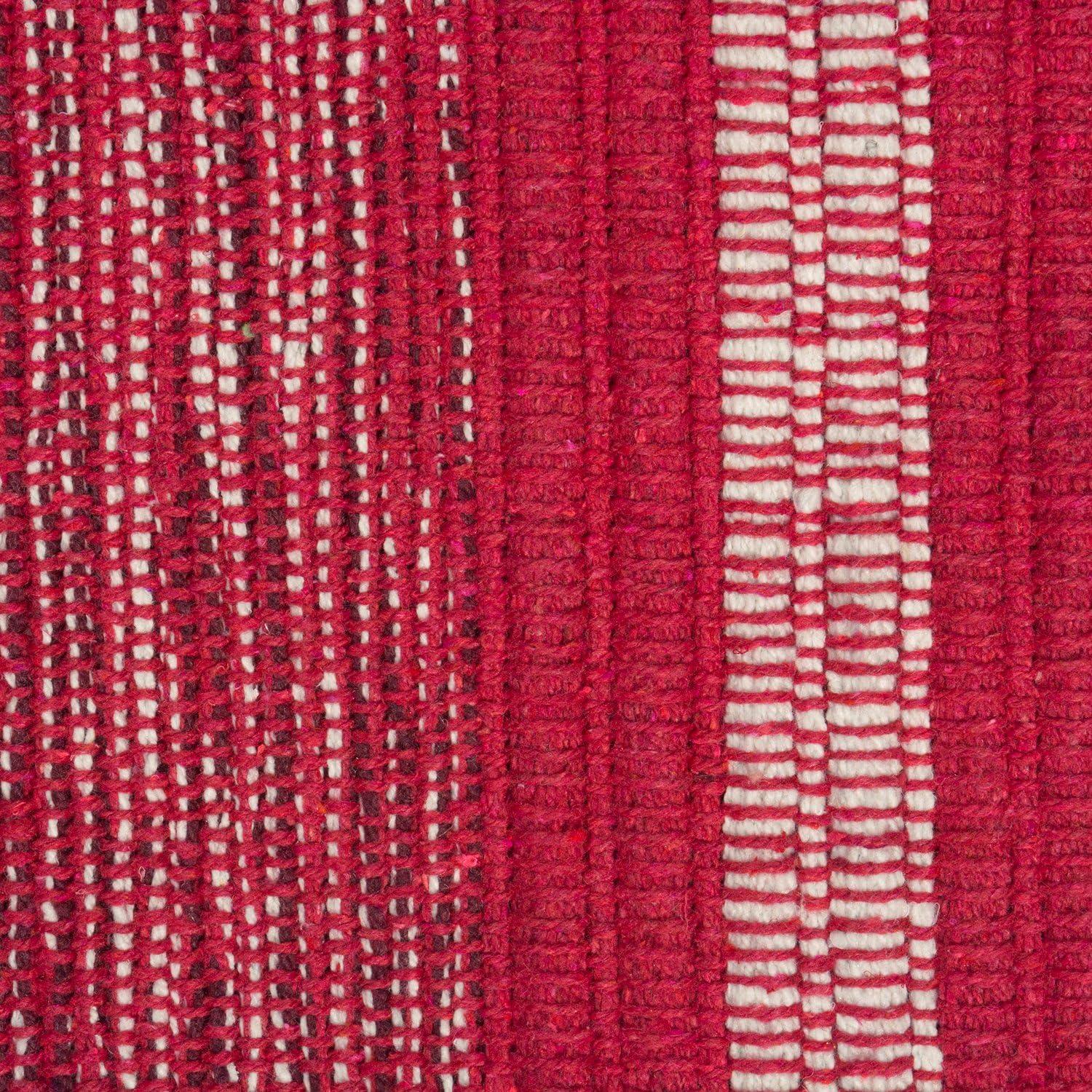 Handmade Red Cotton Reversible Striped 2x3' Rug