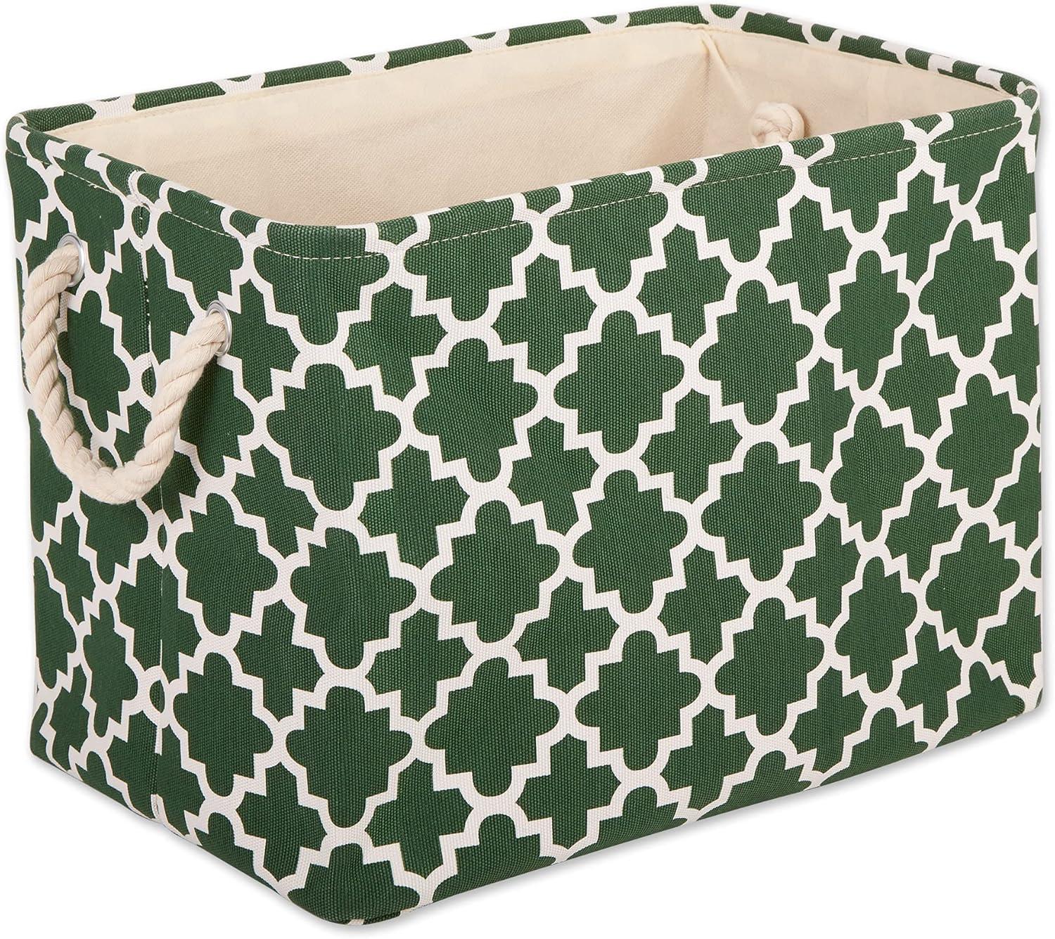 Hunter Green Fabric Collapsible Cube Storage Bin