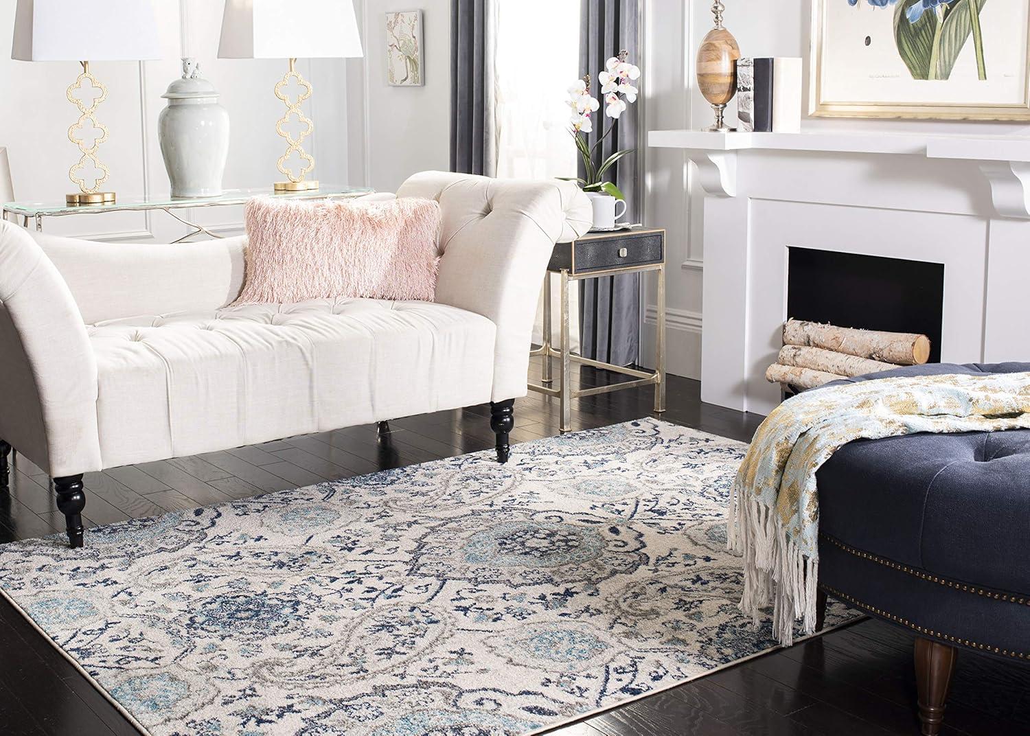 Madison MAD600 Power Loomed Indoor Area Rug - Cream/Light Grey - 4'x4' - Safavieh