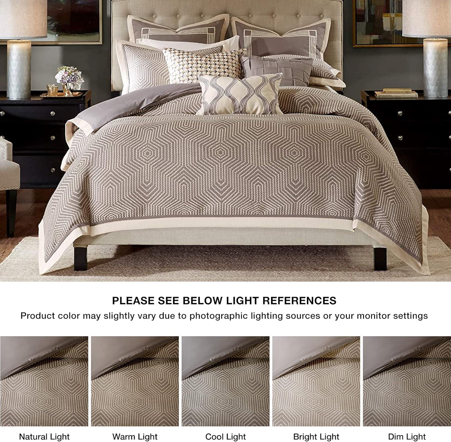 Queen Gray and Brown Geometric Jacquard Comforter Set