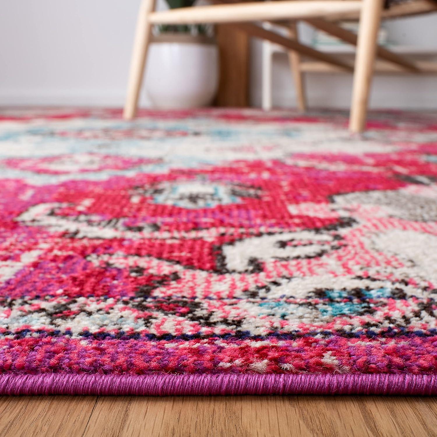 Madison MAD484 Power Loomed Indoor Accent Rug - Fuchsia/Light Blue - 3'x5' - Safavieh
