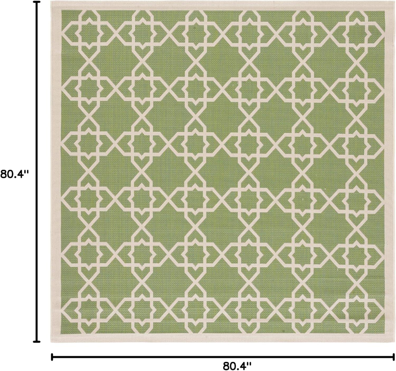 Courtyard CY6032 Power Loomed Indoor and Outdoor Area Rug - Green/Beige - 6'7"x6'7" - Safavieh