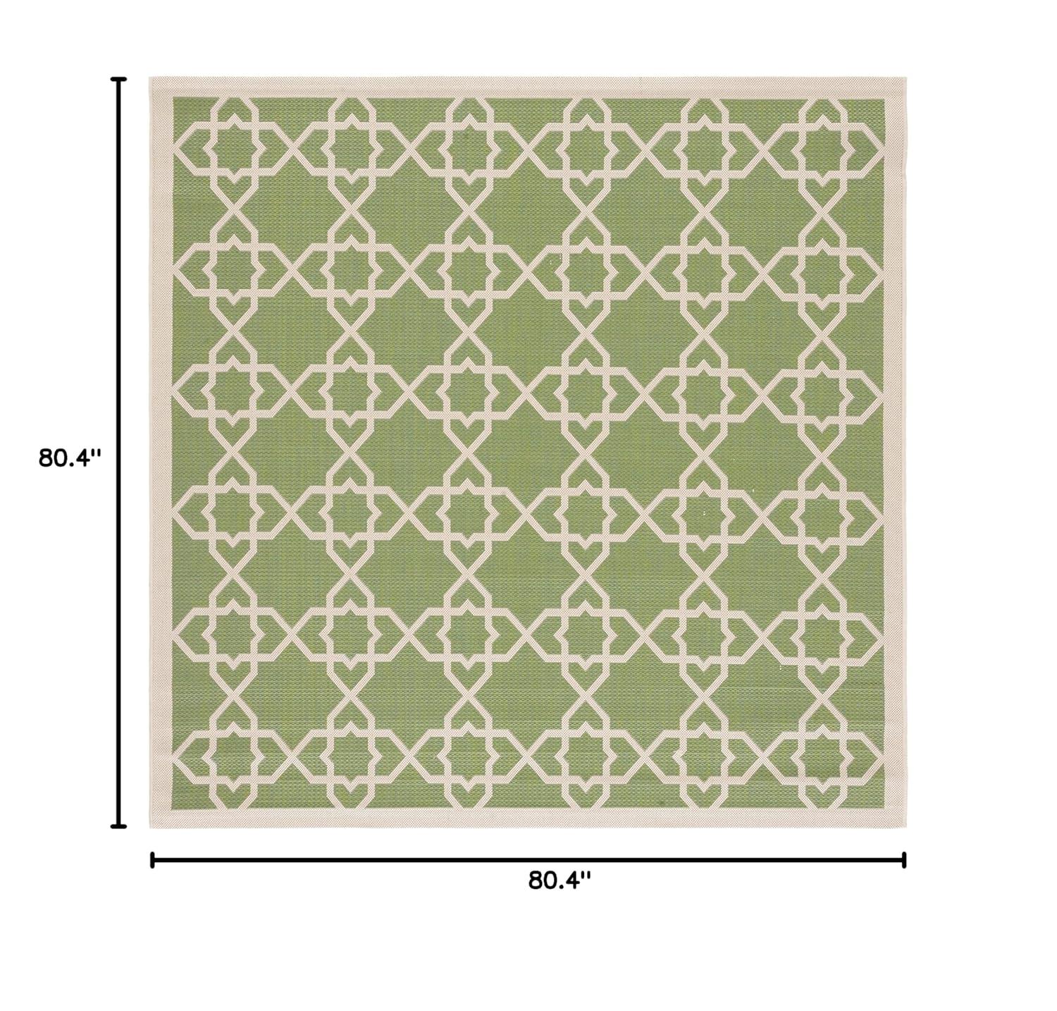 Courtyard CY6032 Power Loomed Indoor and Outdoor Area Rug - Green/Beige - 6'7"x6'7" - Safavieh