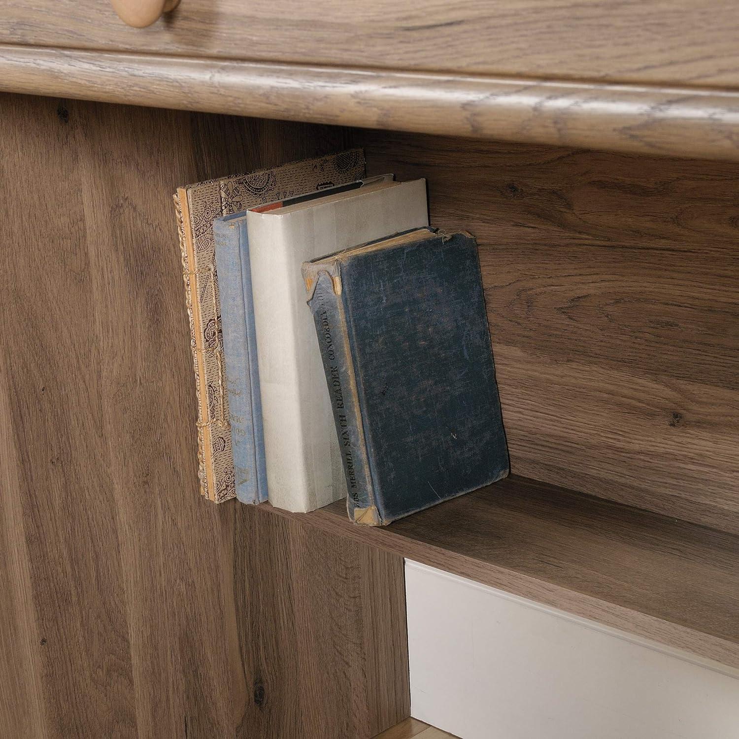 Salt Oak Wood Computer Desk with Drawers and Keyboard Tray