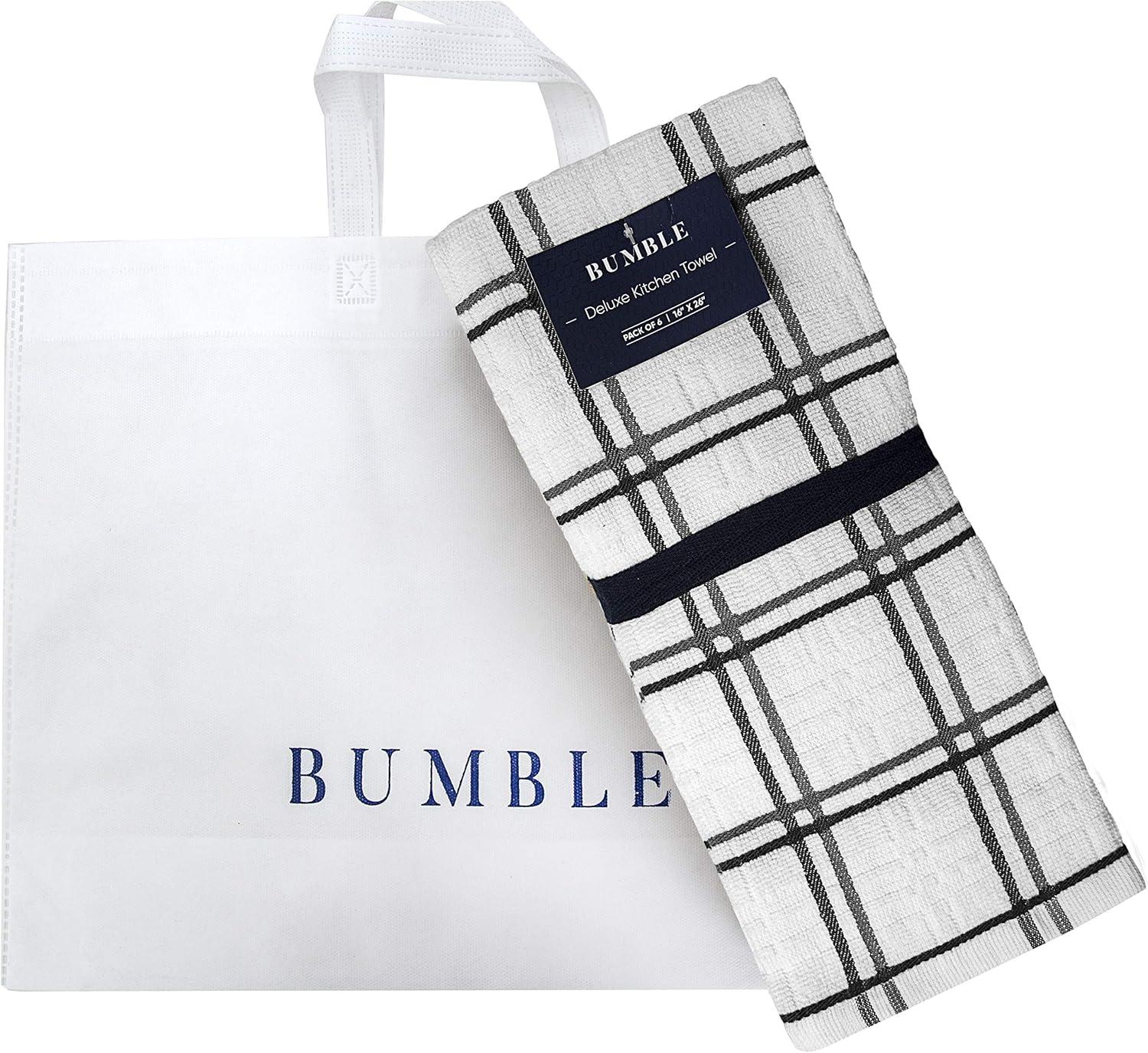 Bumble Premium Kitchen Hand Towels | 100% Cotton 16” x 28” | Absorbent Dish Cloths | 6 Pack (Aqua)
