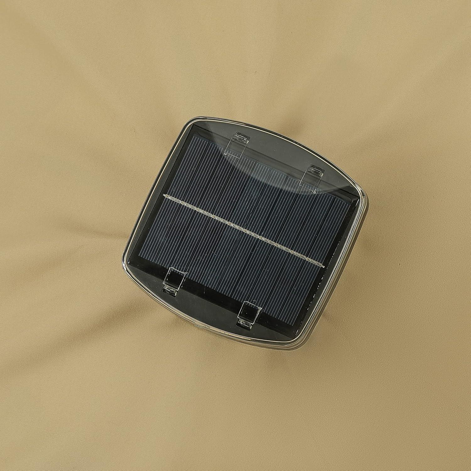 11' x 11' Calypso II Market Patio Umbrella with Solar LED Strip Lights Champagne - Island Umbrella