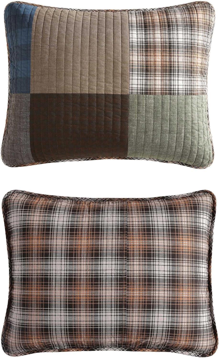 Eddie Bauer Fern Garden Eddie Bauer Classic Patchwork Cotton Reversible Green Quilt Set