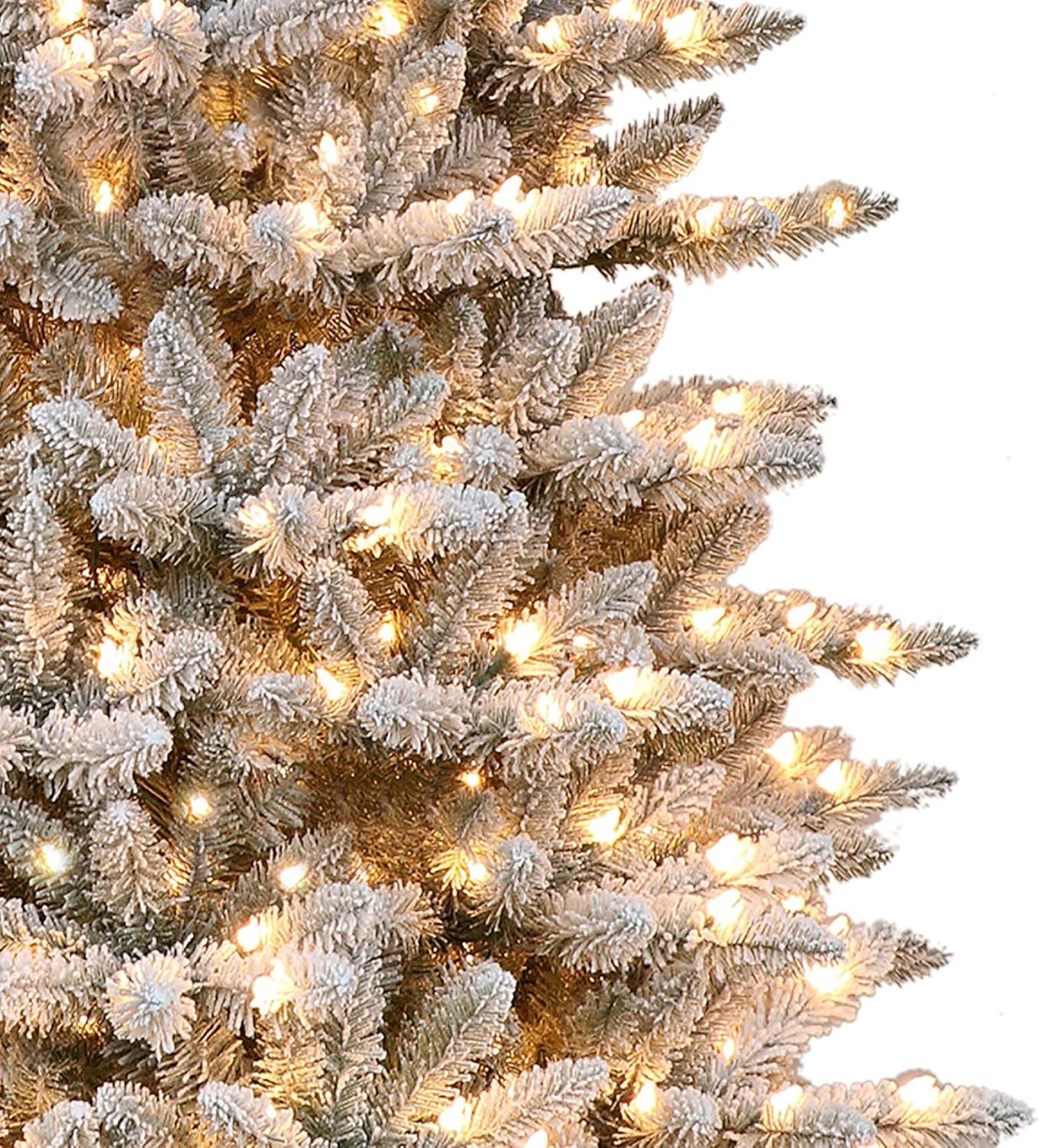 7.5-Foot White Pre-Lit Slim Fraser Fir Artificial Christmas Tree