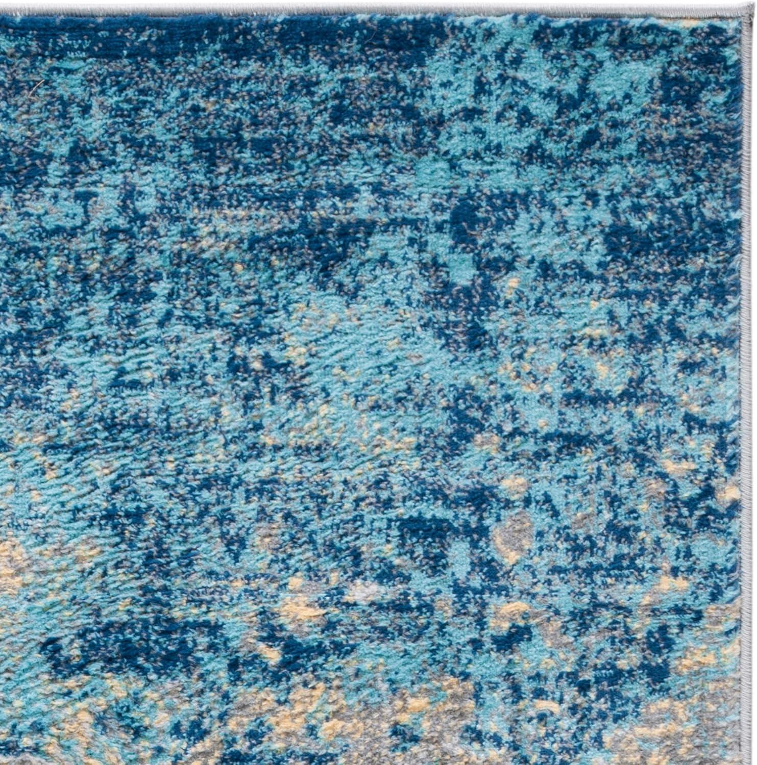 Abstract Grey & Blue Hand-Knotted Synthetic 6' x 9' Area Rug