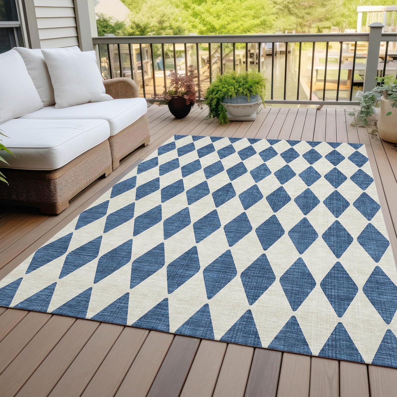 Addison Rugs Chantille ACN578 Navy 3' x 5' Indoor Outdoor Area Rug, Easy Clean, Machine Washable, Non Shedding, Bedroom, Living Room, Dining Room, Kitchen, Patio Rug