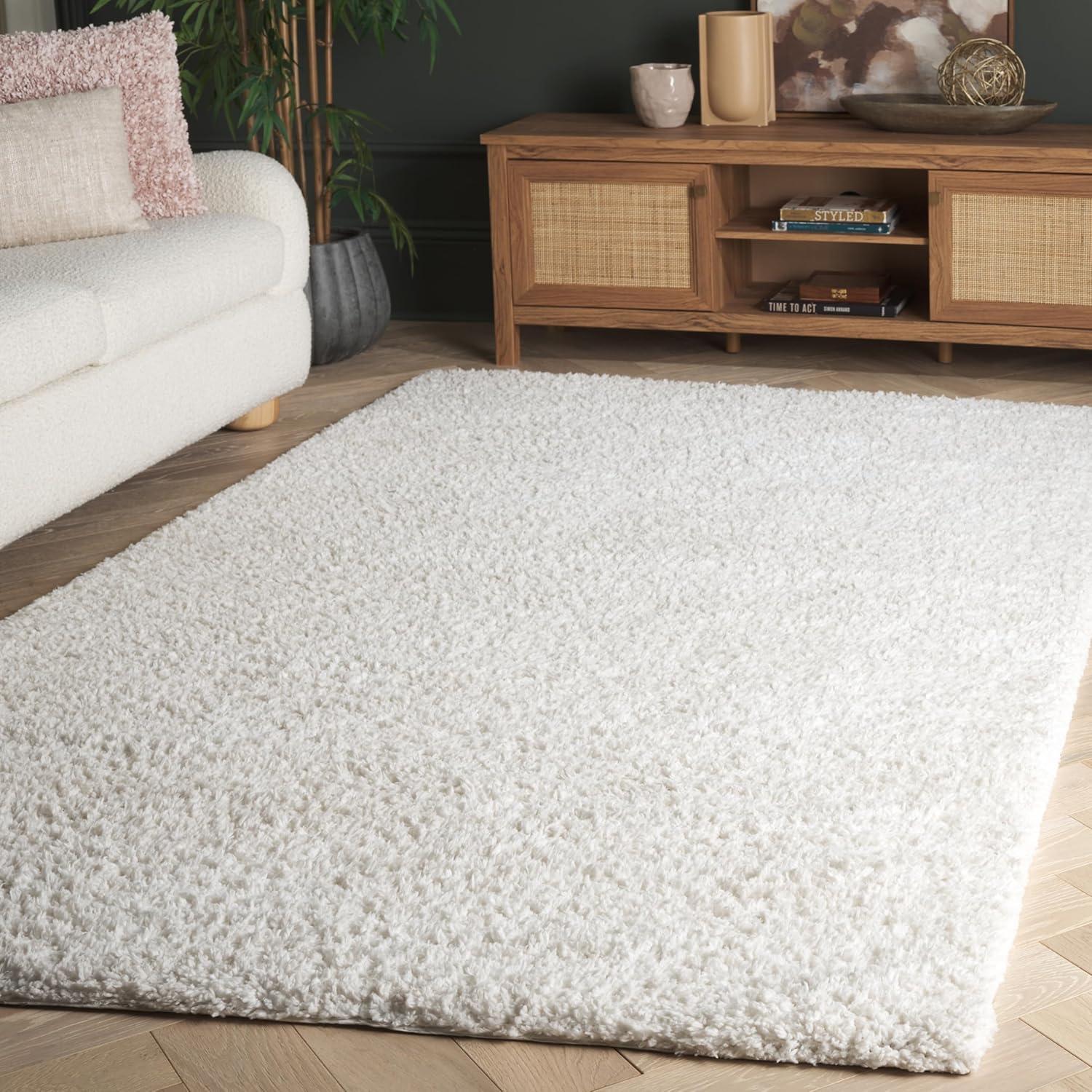Sheep Shag SSG120 Hand Woven Area Rug - Ivory - 6'x9' - Safavieh.