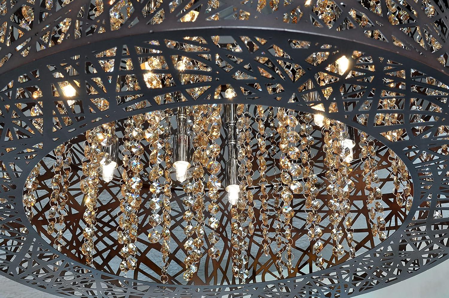 ET2 E21300-10BZ Inca 7 Light Bronze Flush Mount Ceiling Light in Without Bulb, Cognac - 16 in.