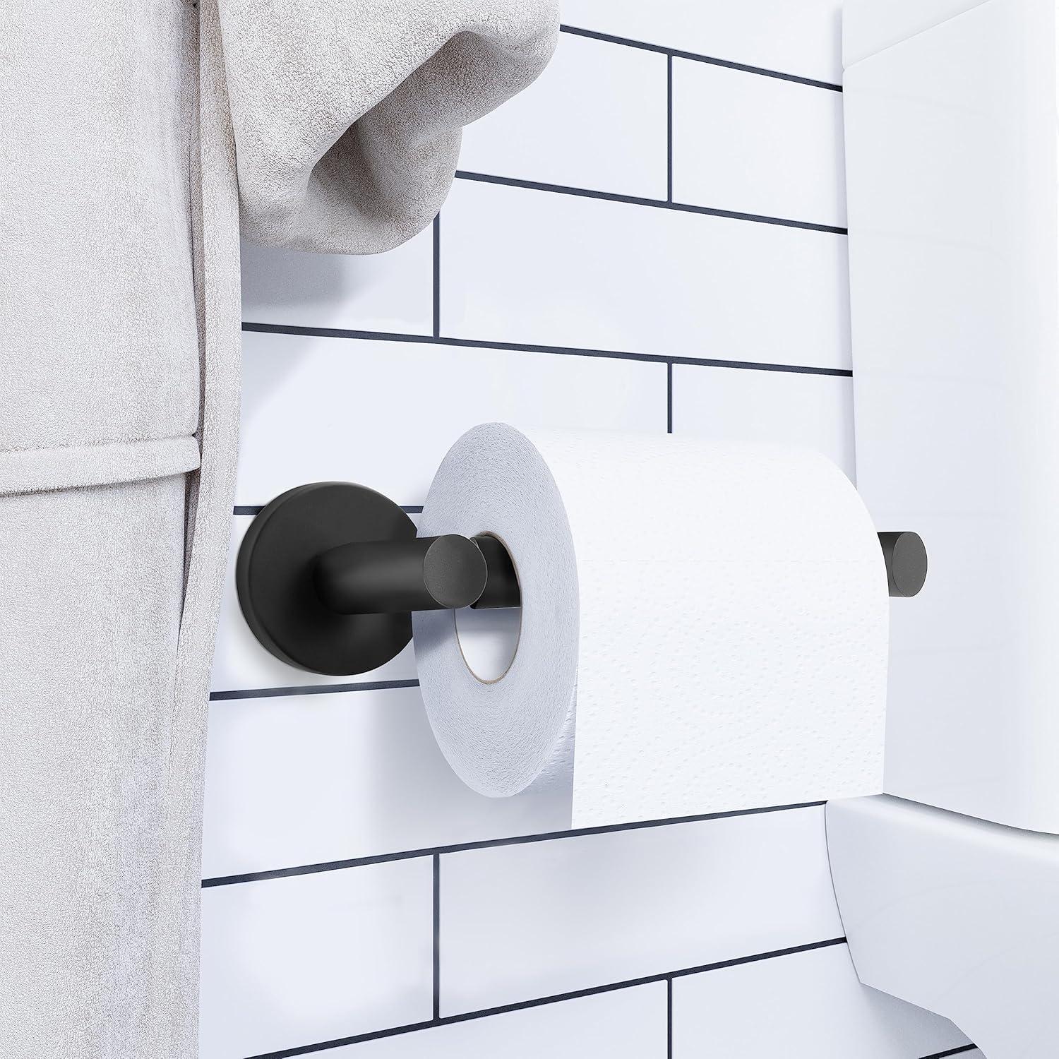 Design House Graz Park Two-post Toilet Paper Holder, Classic Wall Mounted Spring Toilet Roll Holder, Matte Black