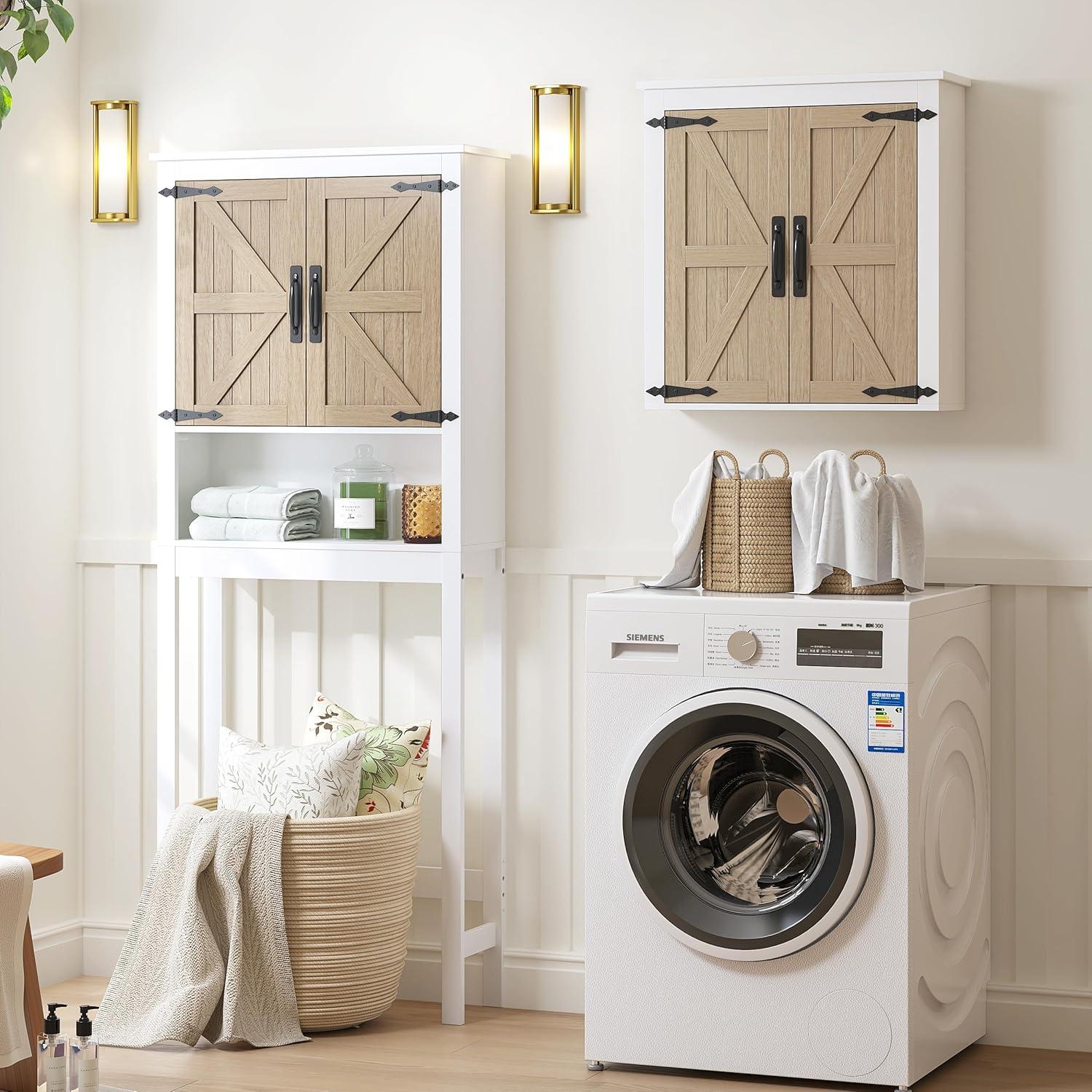 Spirich Home Bathroom Shelf Over The Toilet, Bathroom Cabinet Organizer Over Toilet, Space Saver Cabinet Storage (White)