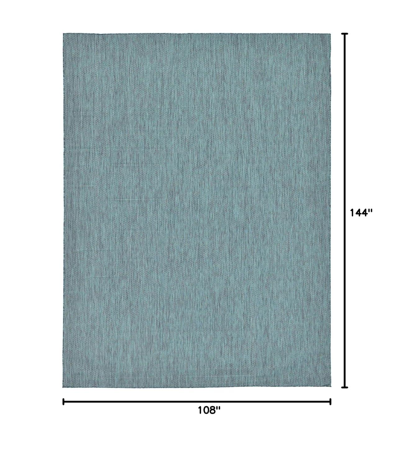 Unique Loom 9' 0 x 12' 2 Rectangle Indoor/Outdoor Solid Teal Area Rug
